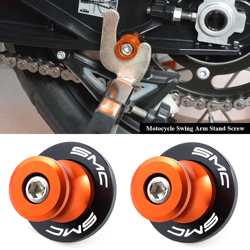 10Mm M10 X1.5 Motorcycle Swing Arm Sliders Spools Cnc Swing Arm Stand Screw, Fit With Smc 690 R Smc 790 Orange