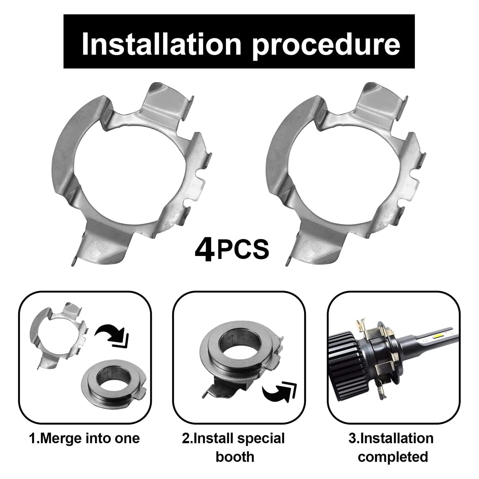 2Pair H7 Led Adapter Led Headlamp Retainer, H7 Led Headlamp Adapter Bulb Base Holder Socket Retainer Compatible With Vw/Mercedes