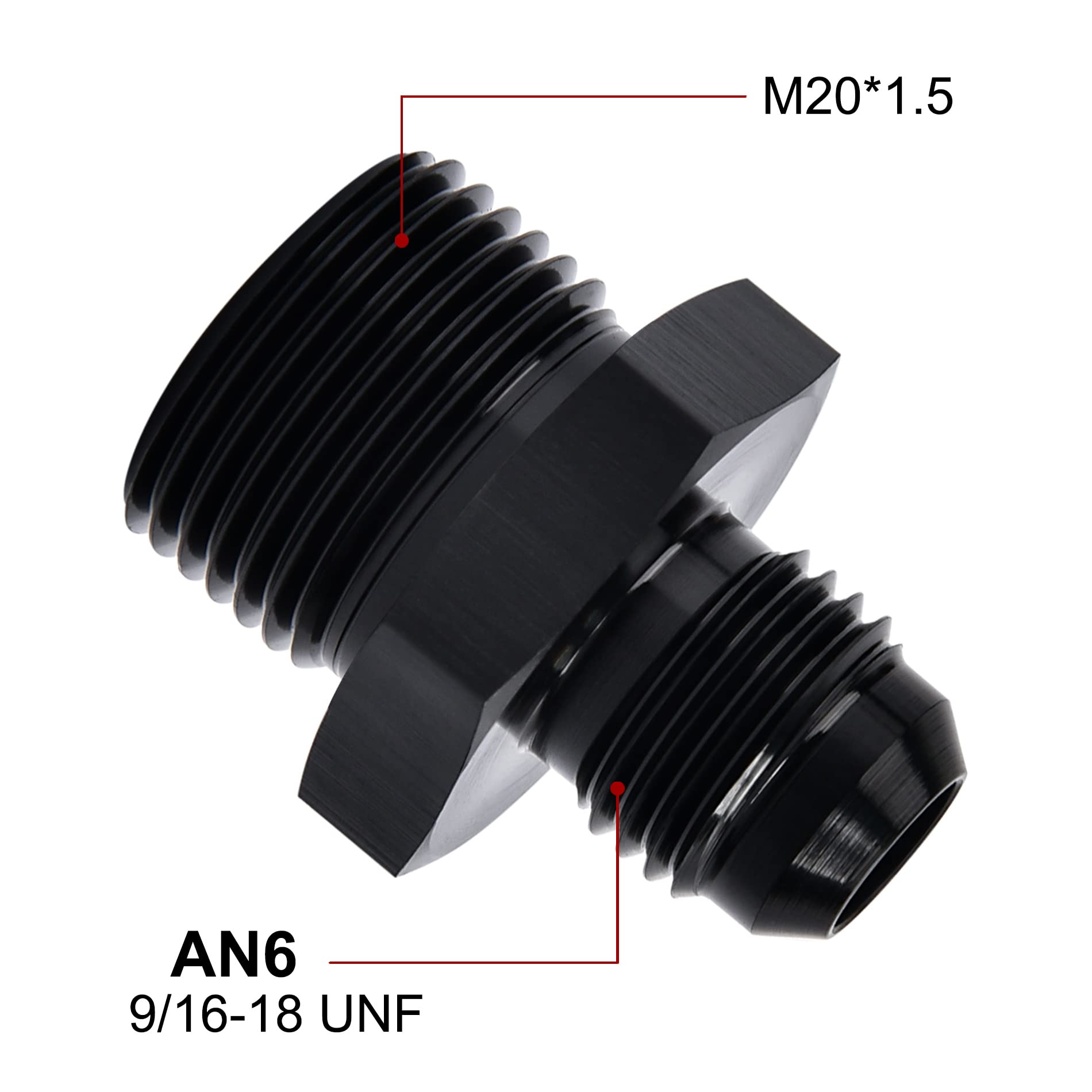 Evil Energy 6An Male Flare To M20 X 1.5Mm Male Metric Fitting Adapter Aluminium Alloy 2Pcs