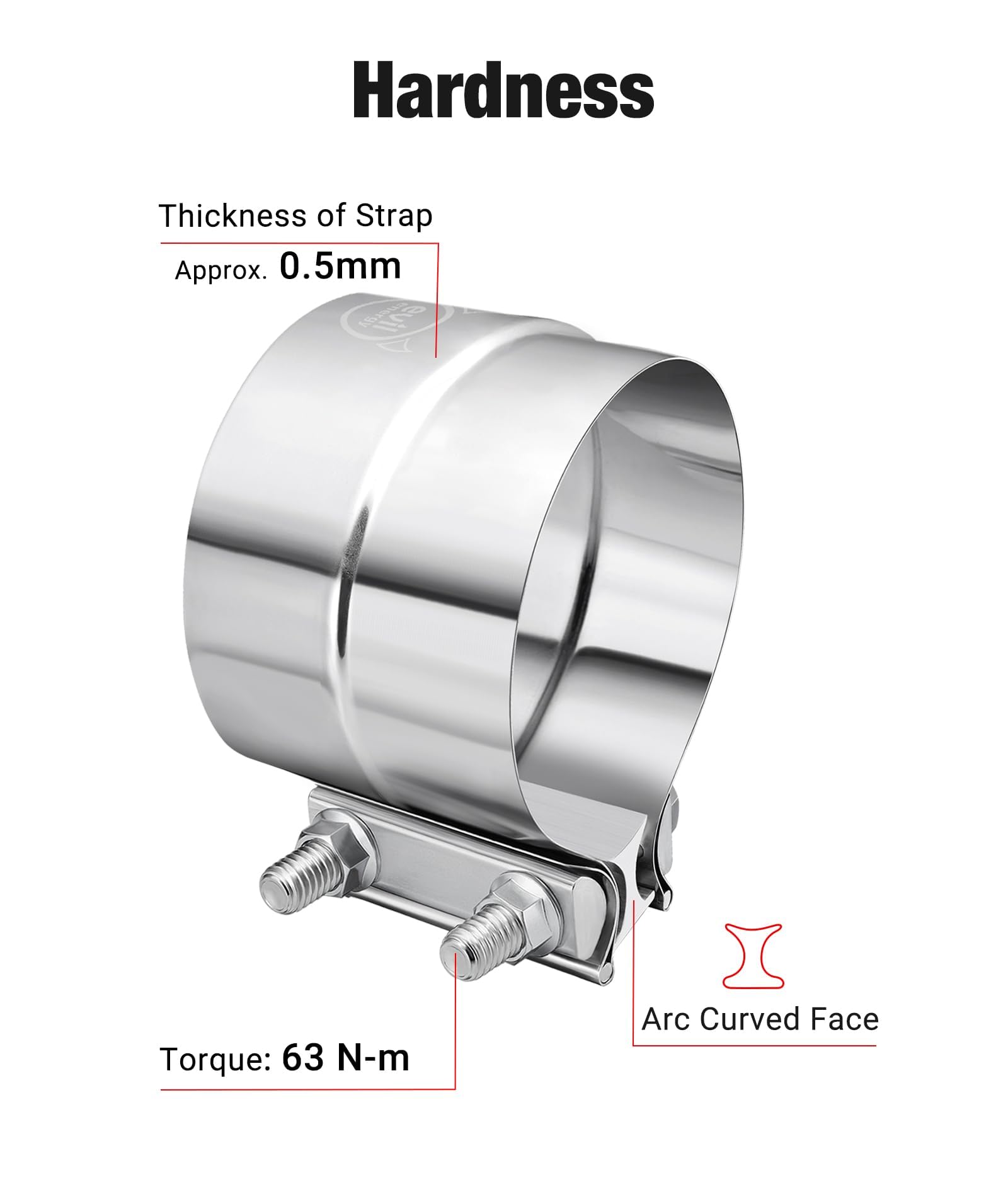 Evil Energy 4 ' ' Exhaust Clamp,Lap Joint Band Clamp Stainless Steel For Pipes,Mufflers,Catalytic Converters (4Pcs, 4 Inch)