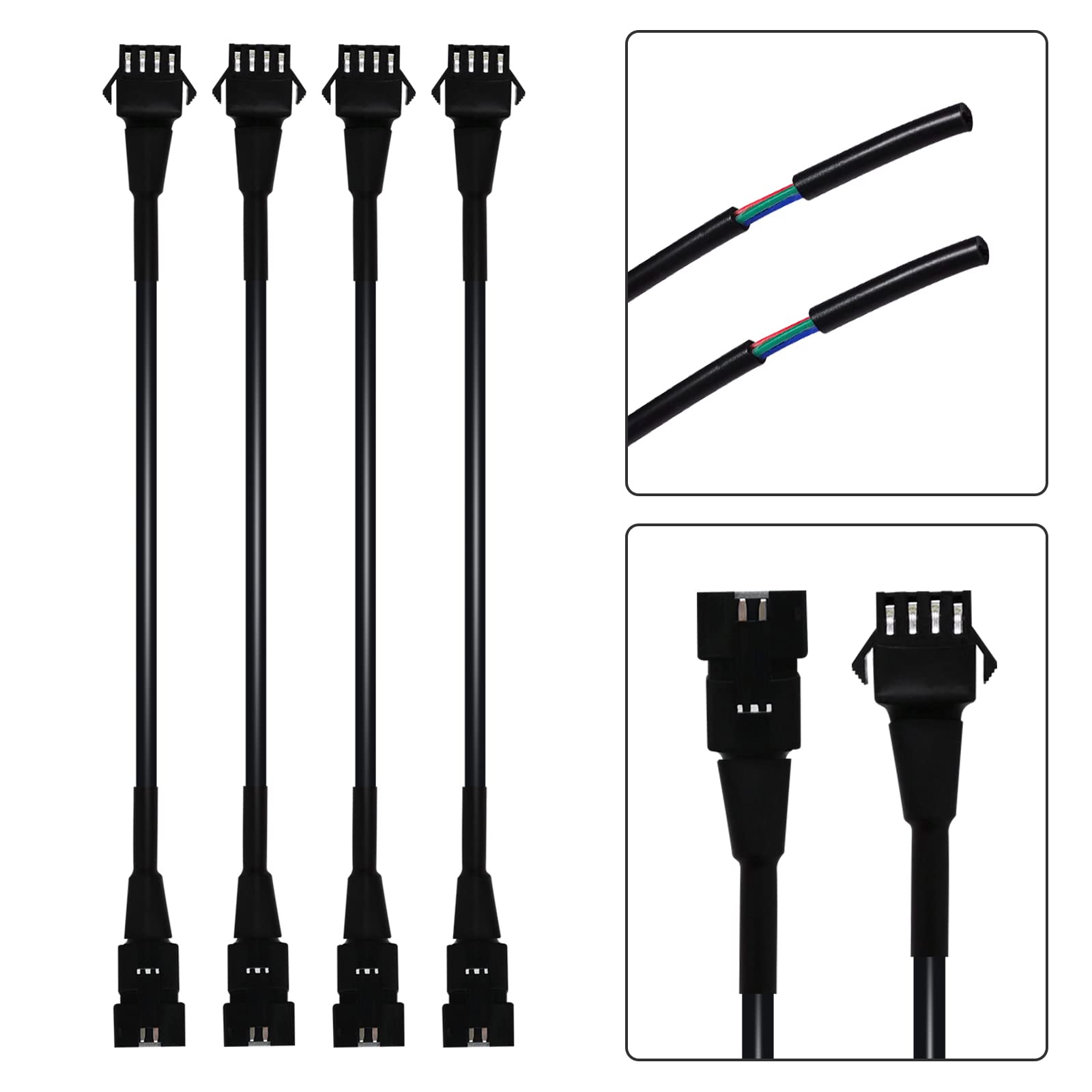 Kingshowstar 4 Pcs 60 Inch Extension Cords For Use With 5050 Led Smd Rgb Neon Accent Kits For Led Motorcycle Atv Car Light Multi-Color Neon Strip