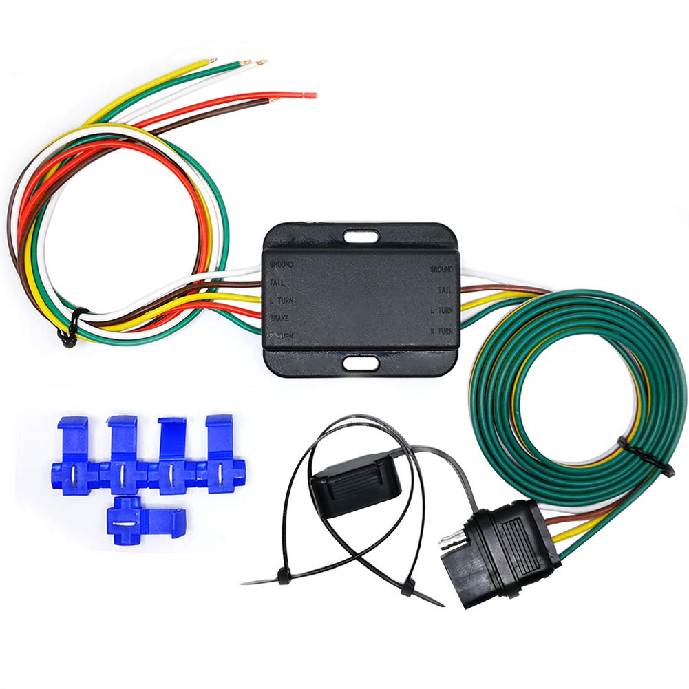 CARROFIX LED Compatible Taillight Converter with 20'' Inches Leads and 60'' Inches 4-Wire Flat Extension Vehicle End Connector