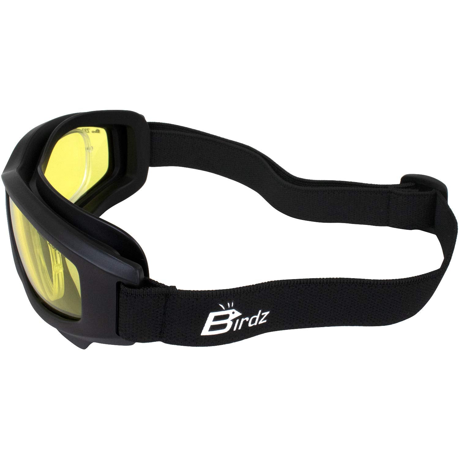 Birdz Flyer Sports Skydiving Construction Safety Goggles Black Frame With Yellow Anti-Fog Lens Rx Adapt (Yellow)