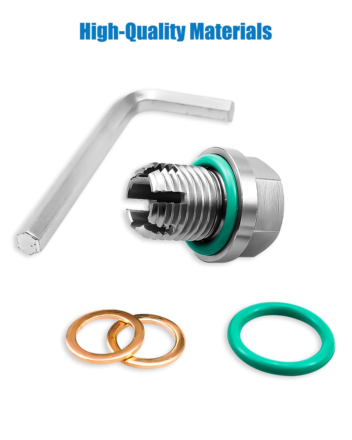 Tikscience M12.1-1.25 X 15Mm Oil Drain Plug Oversize Piggyback, Stainless Steel Self Tapping Oil Pan Thread Repair Kit With O-Ri