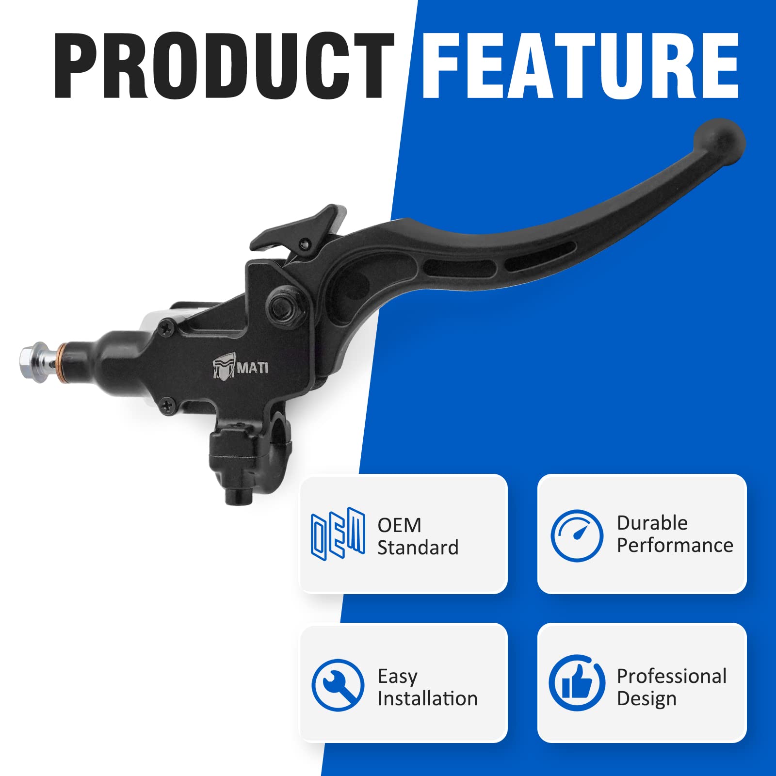 M MATI Front Left Hand Brake Master Cylinder for Polaris 2050078 - Black Chrome, Fits Sportsman 335/500, Xplorer 300/400, Diesel 455, Magnum 325