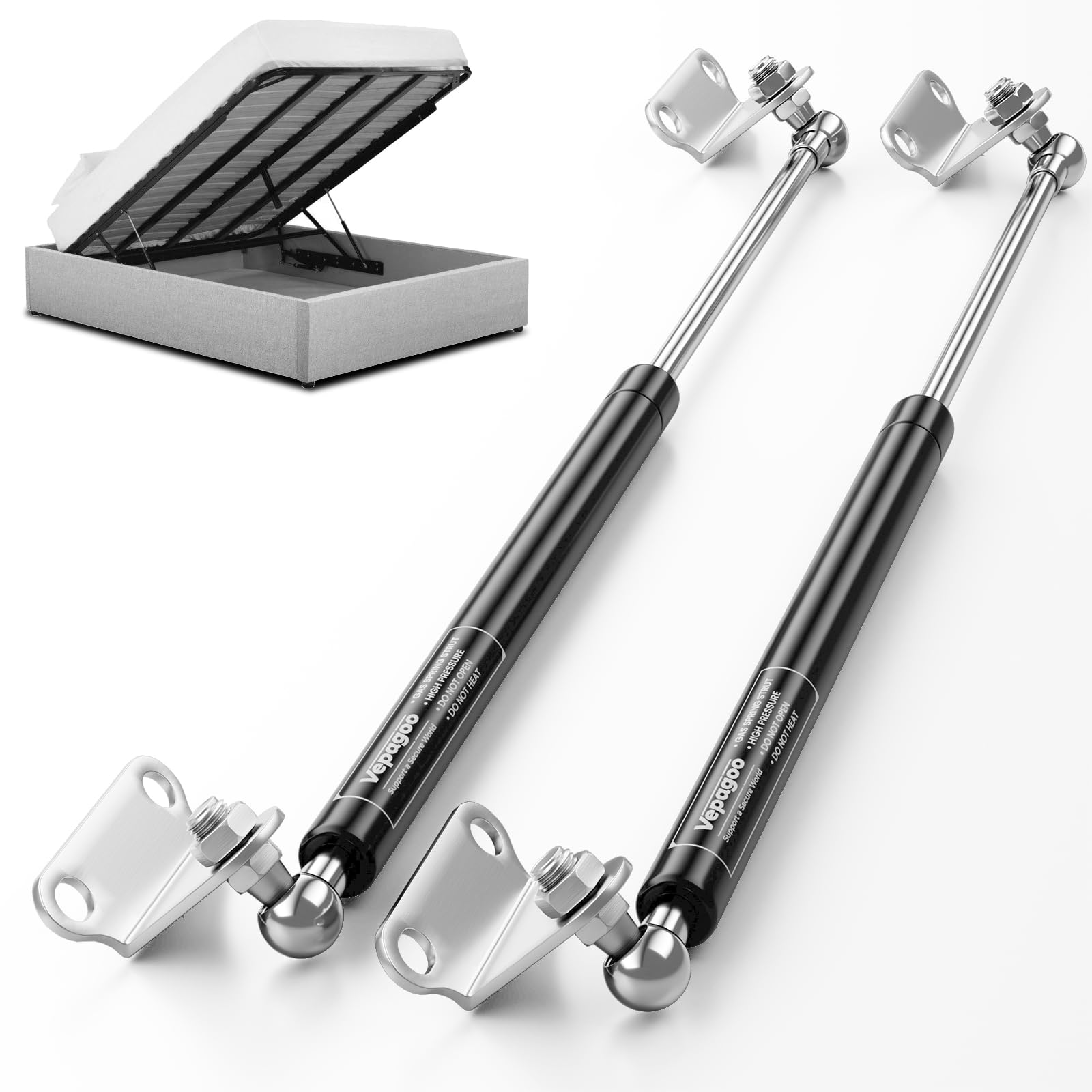 Vepagoo 36 Inch 120Lb/534N Gas Struts Shock Spring With Mounting Brackets, Lift Supports For Rv Bed Heavy-Duty Lid Box Trailer C