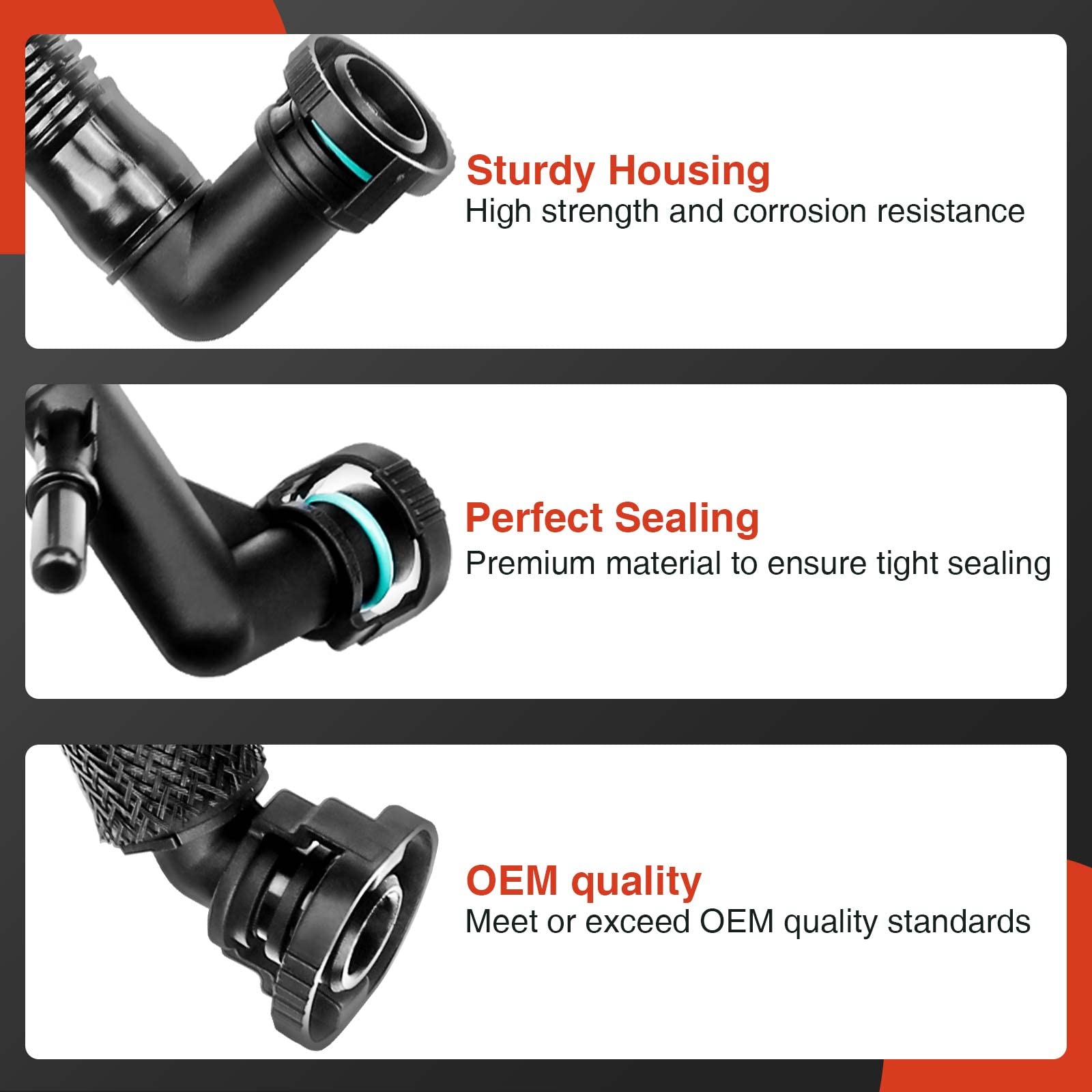 A-Premium Crankcase Vent Valve Hose Kit for BMW E36 E46 E39 E60 - Black, Aluminum/Brass/Alloy Steel, Model 11157532649