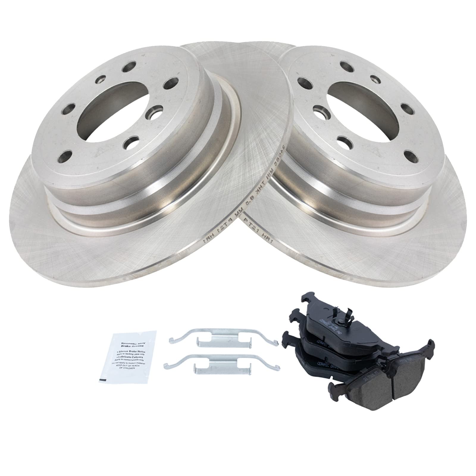 Trq Rear Brake Pad & Rotor Kit Brake Pads Brake Rotor Ceramic Compatible With 1989-1995 Bmw 525I 1993 525It 1994-1995 530I 1989-