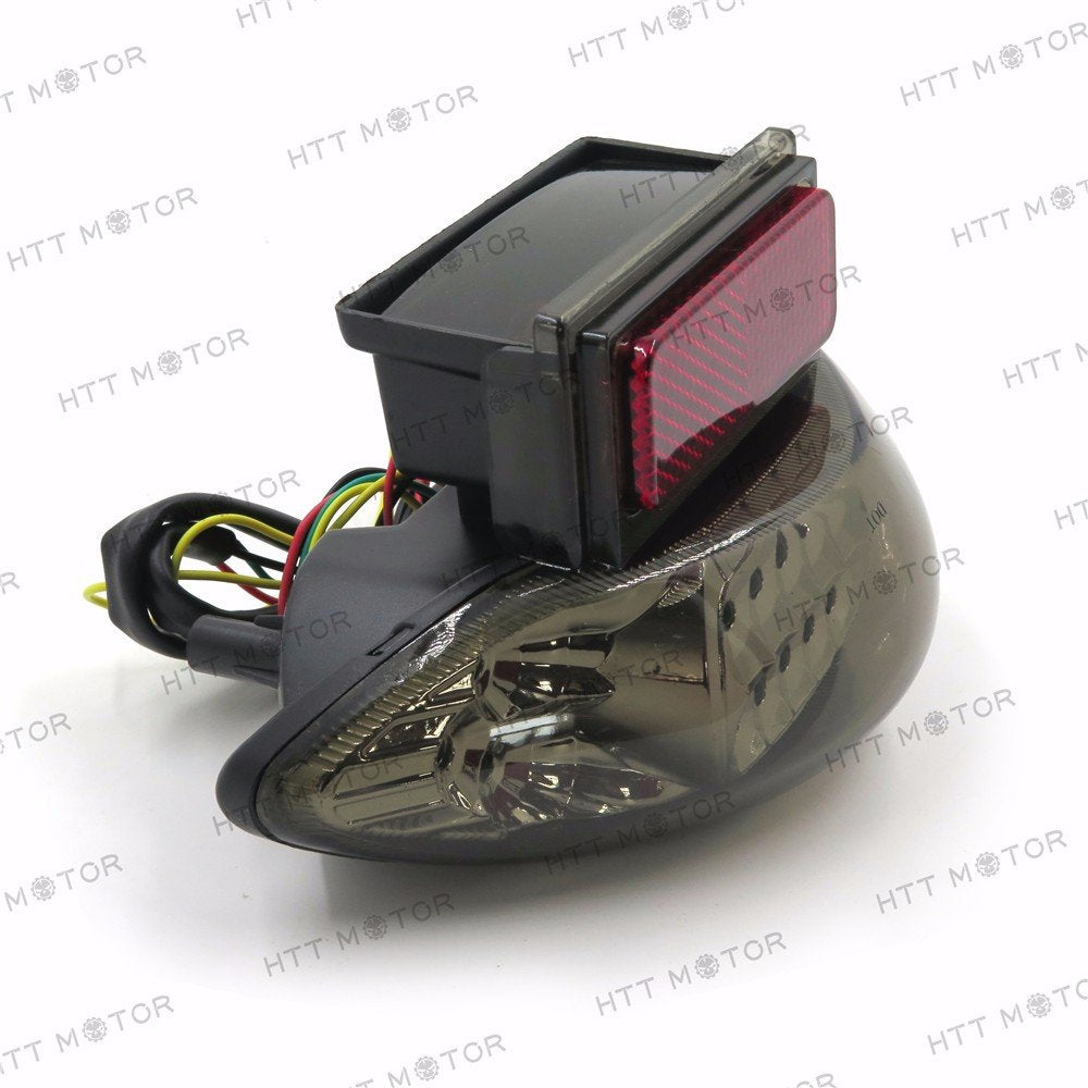 HTTMT MT031A- Custom Smoke Lens LED Brake Tail Light w/Integrated Turn Signals Indicators Compatible with 1999-2007 Suzuki Hayab