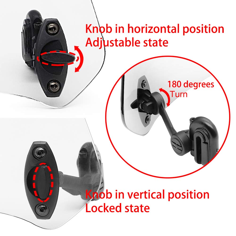 Motoparty Motorcycle Adjustable Windshield Extension - Universal Clip-On Windscreen For Kawasaki Yamaha Bmw Buell Ducati
