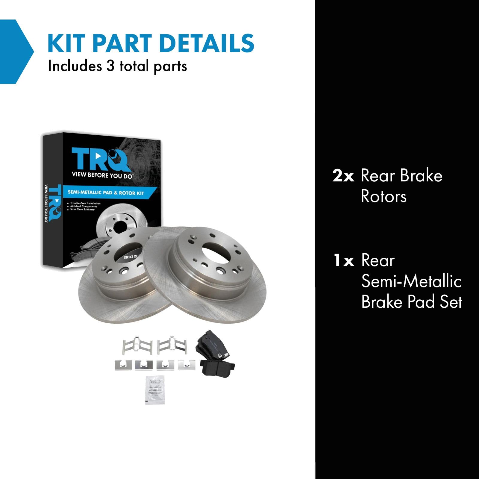 Trq Rear Brake Pad & Rotor Kit Brake Pads Brake Rotor Semi-Metallic Compatible With 2004-2008 Acura Tl 2003-2011 Honda Element