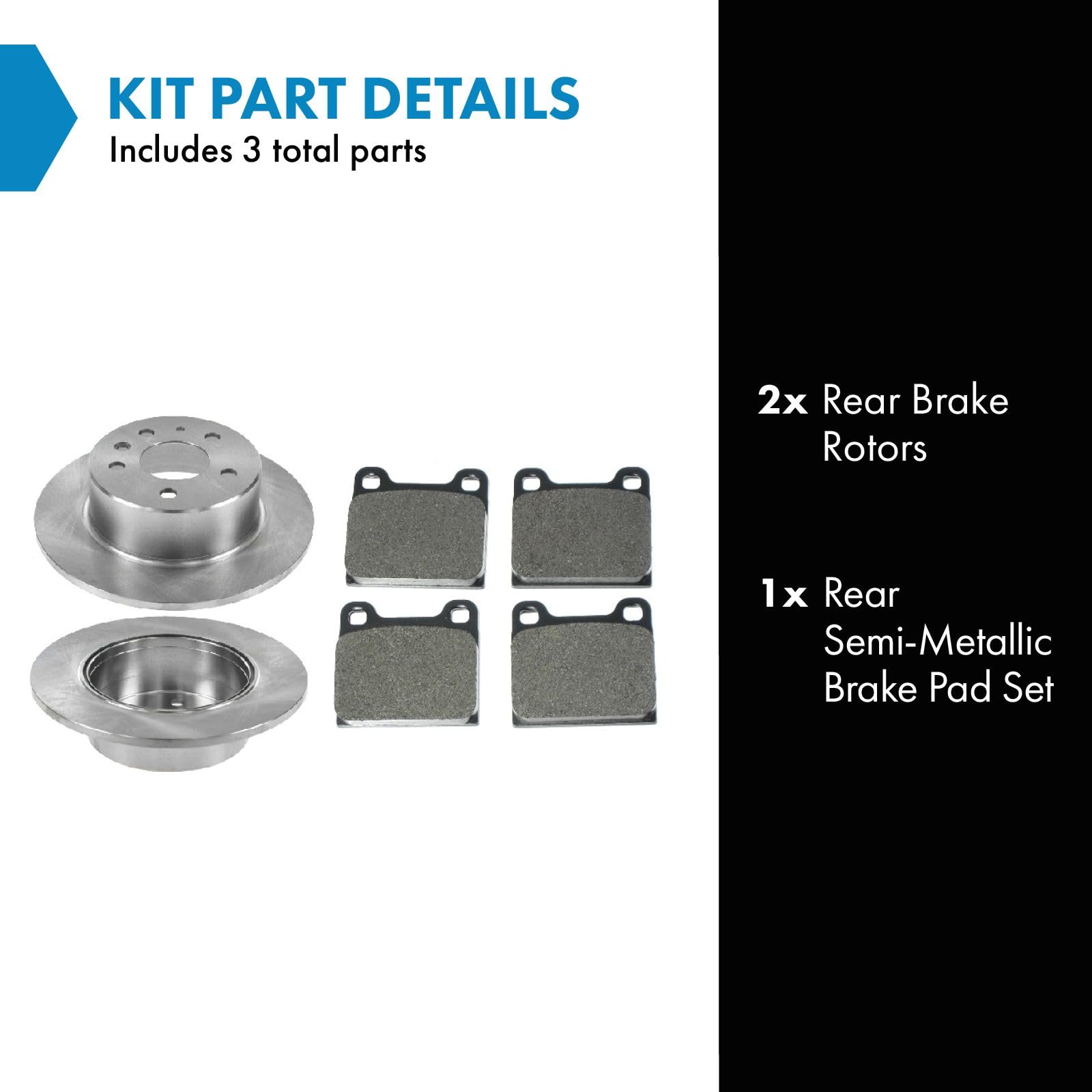 Trq Rear Brake Rotor And Semi Metallic Pad Pair Kit 1154200072 For Mercedes