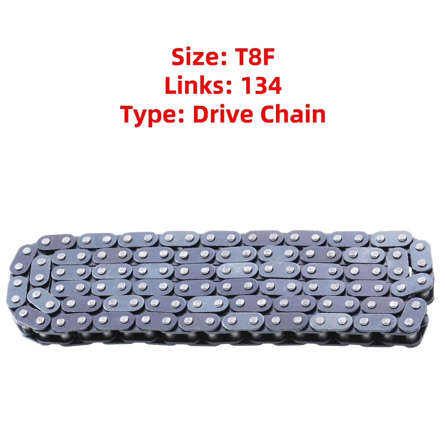 KAMIER Heavy Duty T8F Drive Chain - 134 Links for 49cc 50cc 2-Stroke Dirt Bikes & Mini ATVs - Compatible with GB Syx Moto & More