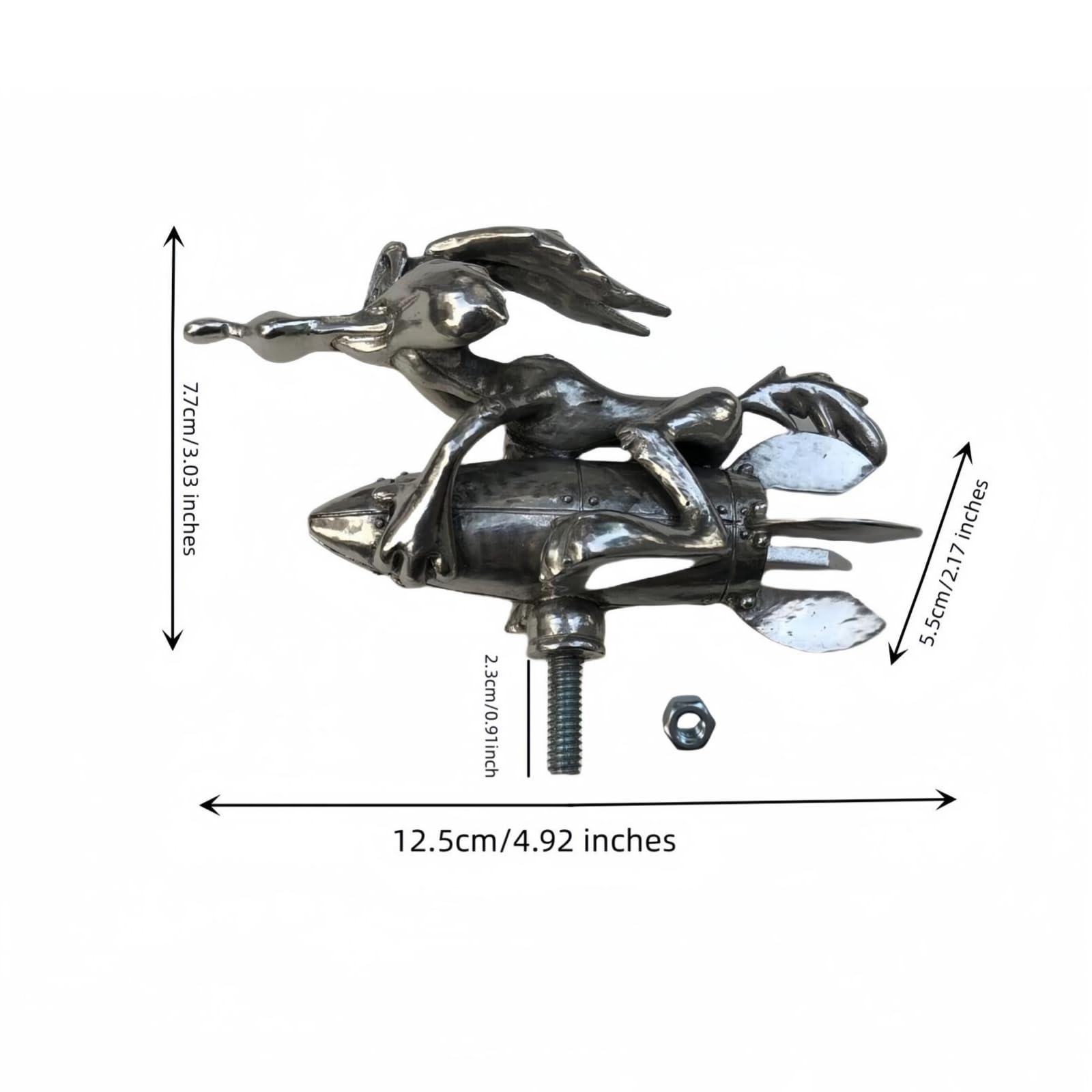 BEMKWG Trucks Hood Ornament Cartoon Vintage Car Ornaments Inspired by The Classic Animation Metal Rocket Hood Decoration Suitabl
