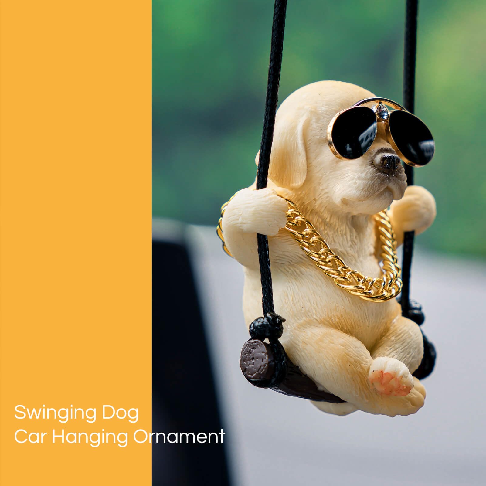 Floruit Labrador Retriever Car Mirror Hanging Accessories Cute Swinging Dog Rear View Mirror Accessories For Men & Women