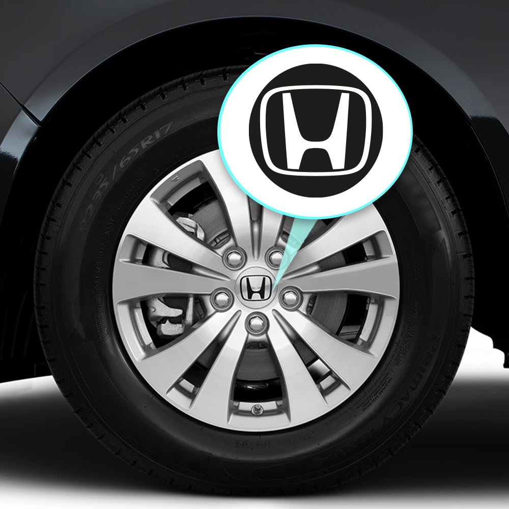 IPG Civic Accord CRV VTEC Si Logo Stickers - Outer Logo, Solid Black, 2.25" Center Cap, 4 Units, Plastic, Model: 3531BC-RP
