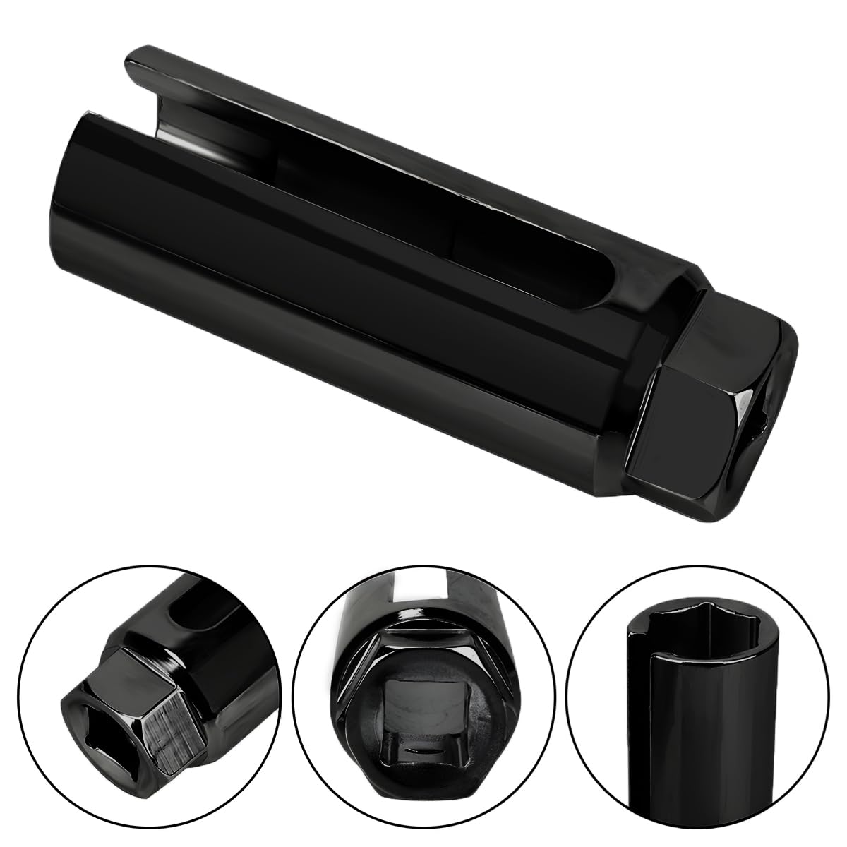 BELOMI Oxygen Sensor Socket - 3/8" Drive, 0.39" (12mm), 6-Point, 65Mn Steel, Black, Fits All Vehicle O2 Sensors