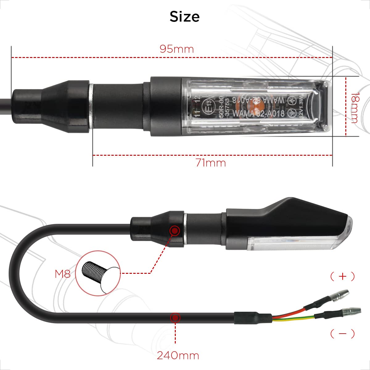 Evermotor Motorcycle Turn Signals Led Universal Waterproof Front Rear Blinkers For Scooter,Dirt Bike With Aluminum Shell E-Mark Fit In Honda,Ktm,Kawasaki,Suzuki (2Pcs)