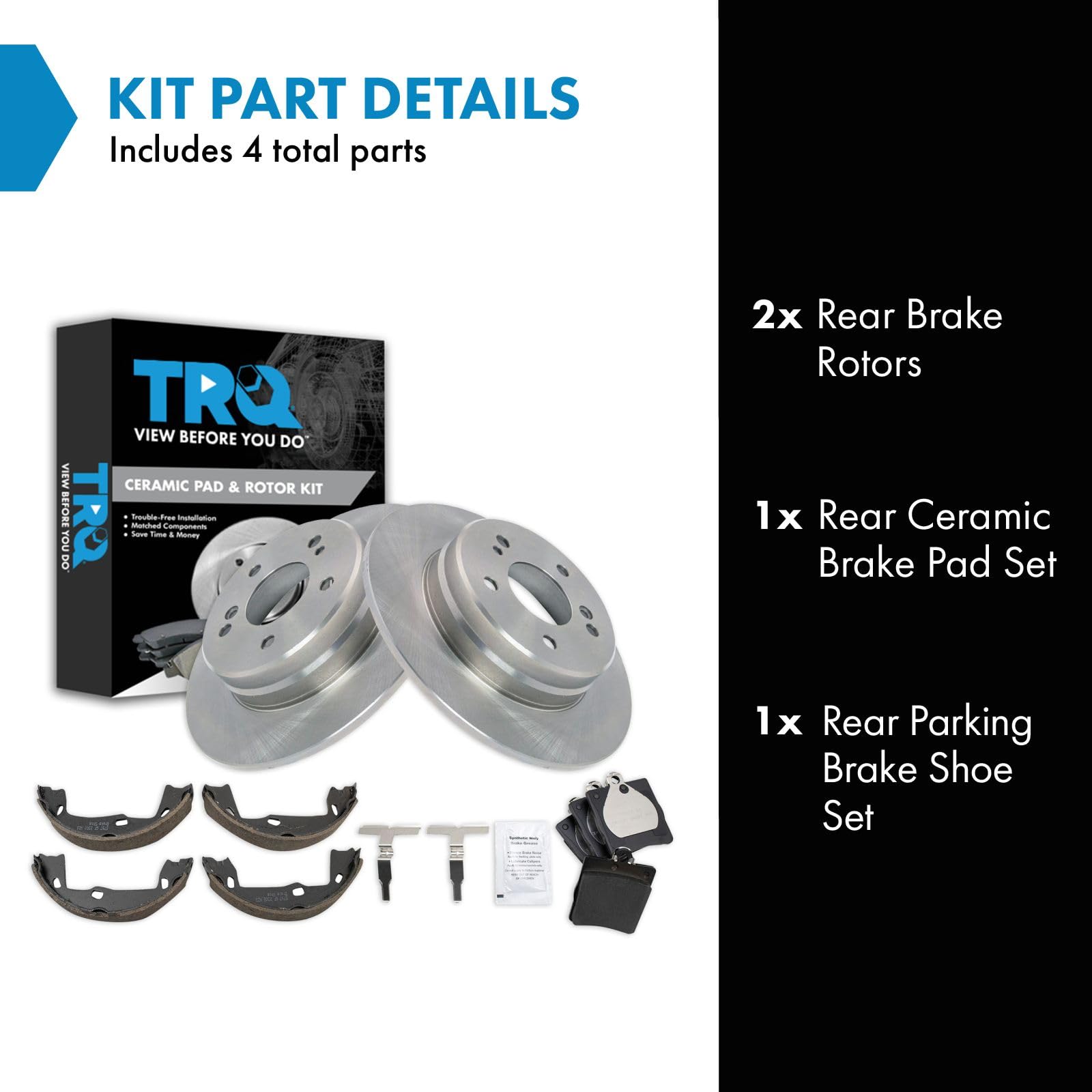 Trq Rear Ceramic Brake Pad & Rotor Kit Compatible With 1997-2011 Mercedes-Benz Chrysler
