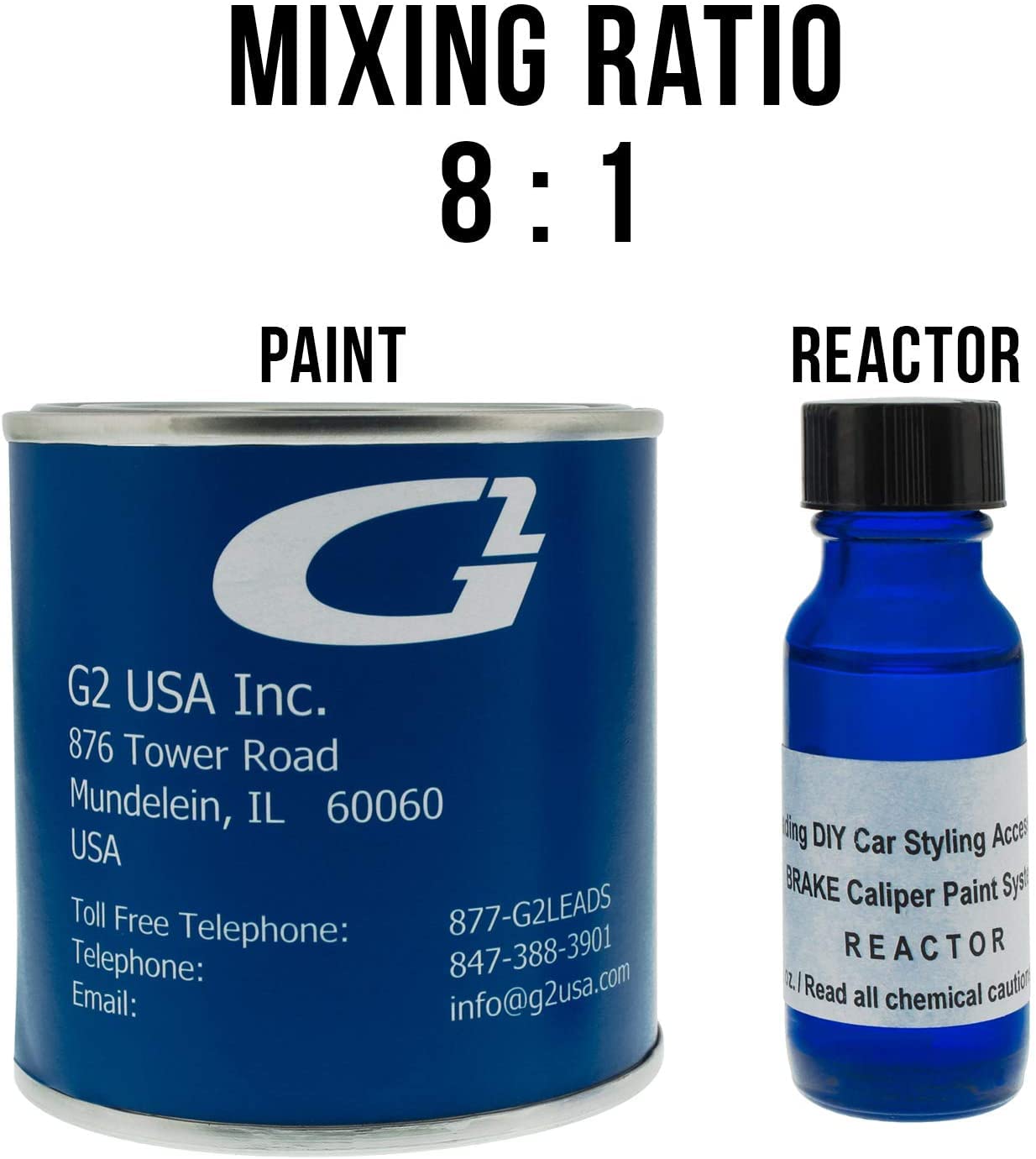 G2 High Temperature Brake Caliper Paint Kit - Gold, High Gloss, Wear & Heat Resistant, Epoxy System, Model G2168