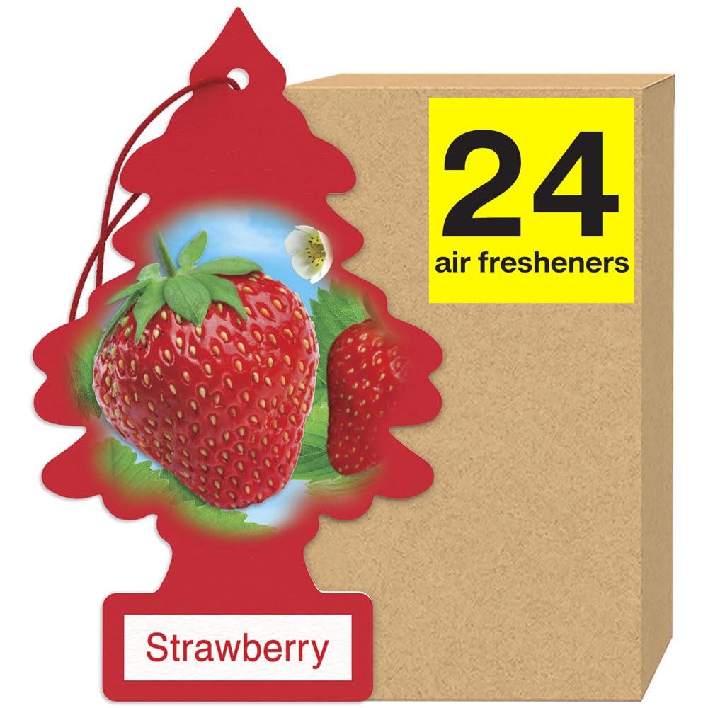 Little Trees Air Fresheners Car Air Freshener. Hanging Tree Provides Long Lasting Scent For Auto Or Home. Strawberry, 24 Air Fre
