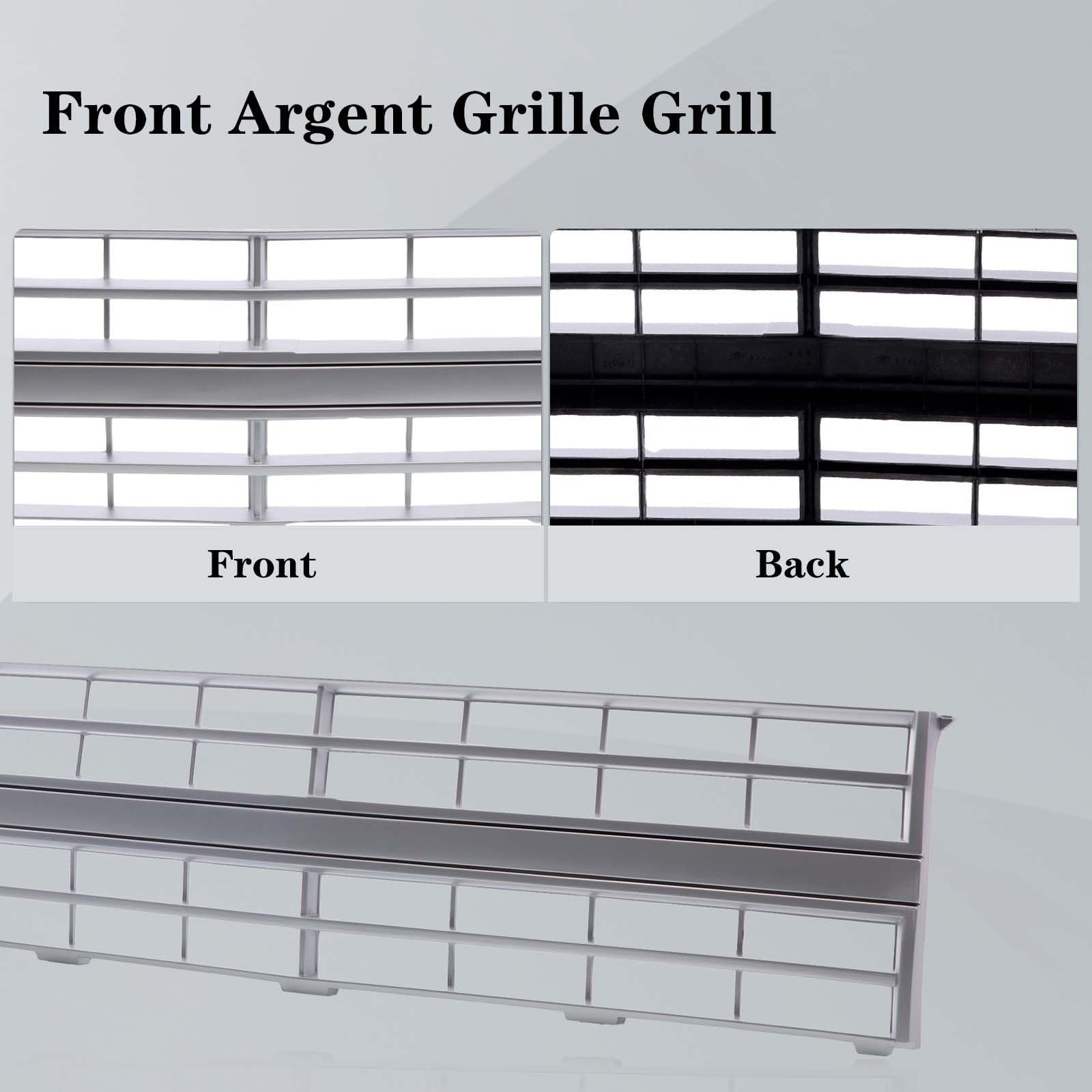 CarPartsDepot Front Grille Grill Silver Compatible with Chevrolet 1985-1988 C/K R/V 10 20 30 Series, Model 15554910, Without Molding Hole