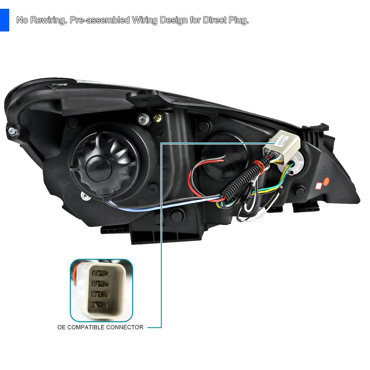 SPEC-D TUNING LED Projector Headlights for 2010-2012 Hyundai Genesis Coupe, Jet Black Housing, Left + Right Pair, Model 2LHP-GENS210BK-V2