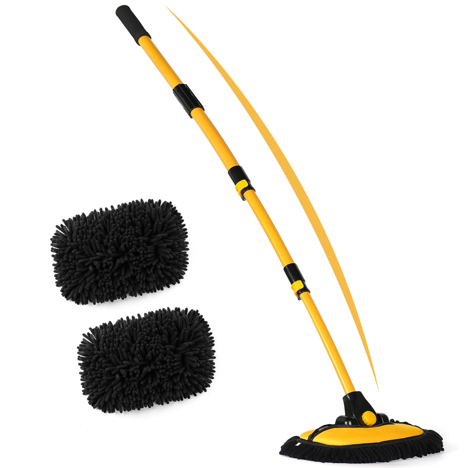 anngrowy 56.7'' Car Wash Brush Mop Kit Mitt Sponge with Long Handle Car Cleaning Supplies Kit Tools Car Washing Duster Exterior 