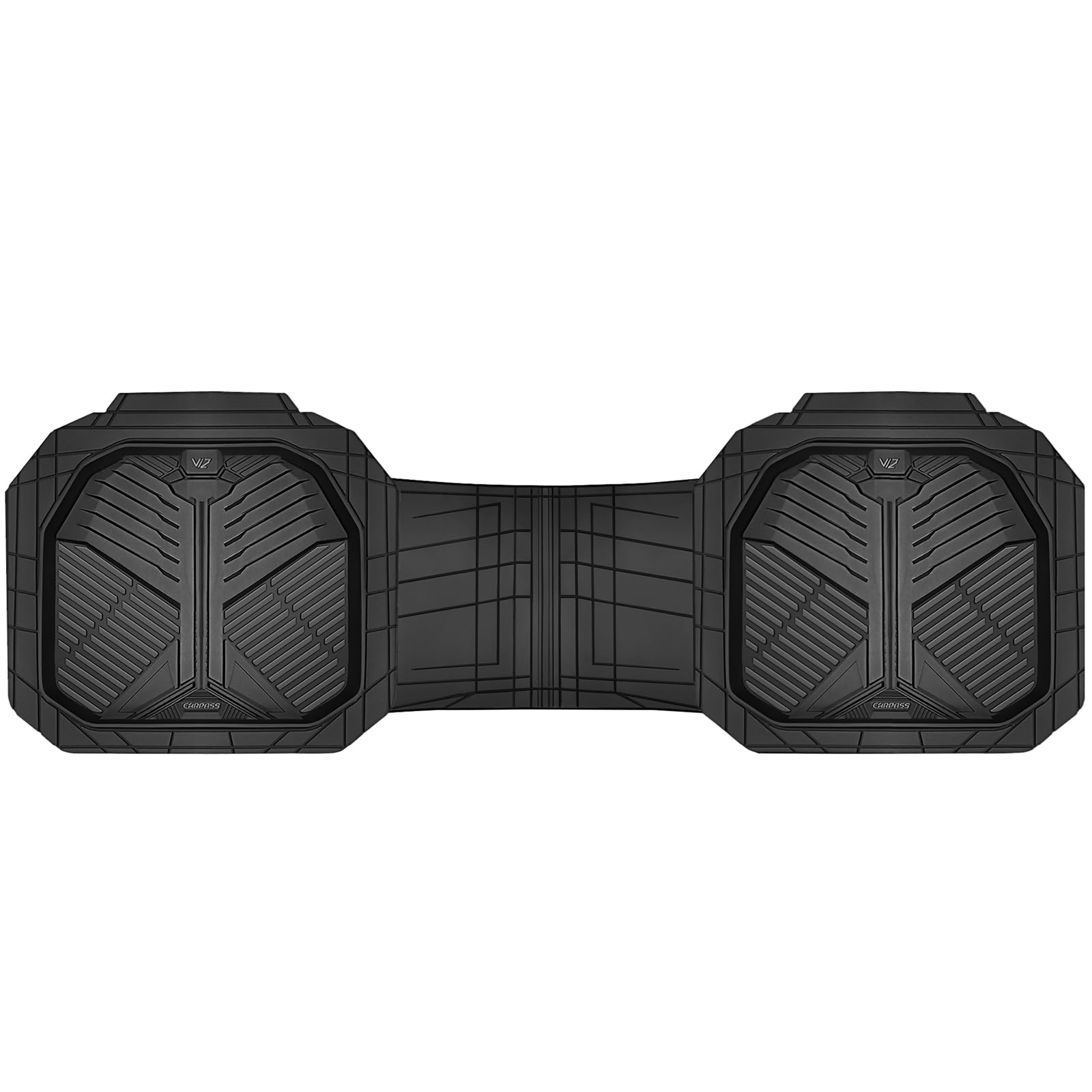 Car Pass Heavy Duty Rubber Rear Car Mat, Deep-Dish Odorless Car Floor Mats All Weather, Universal Trim-To-Fit For Suvs Trucks Se