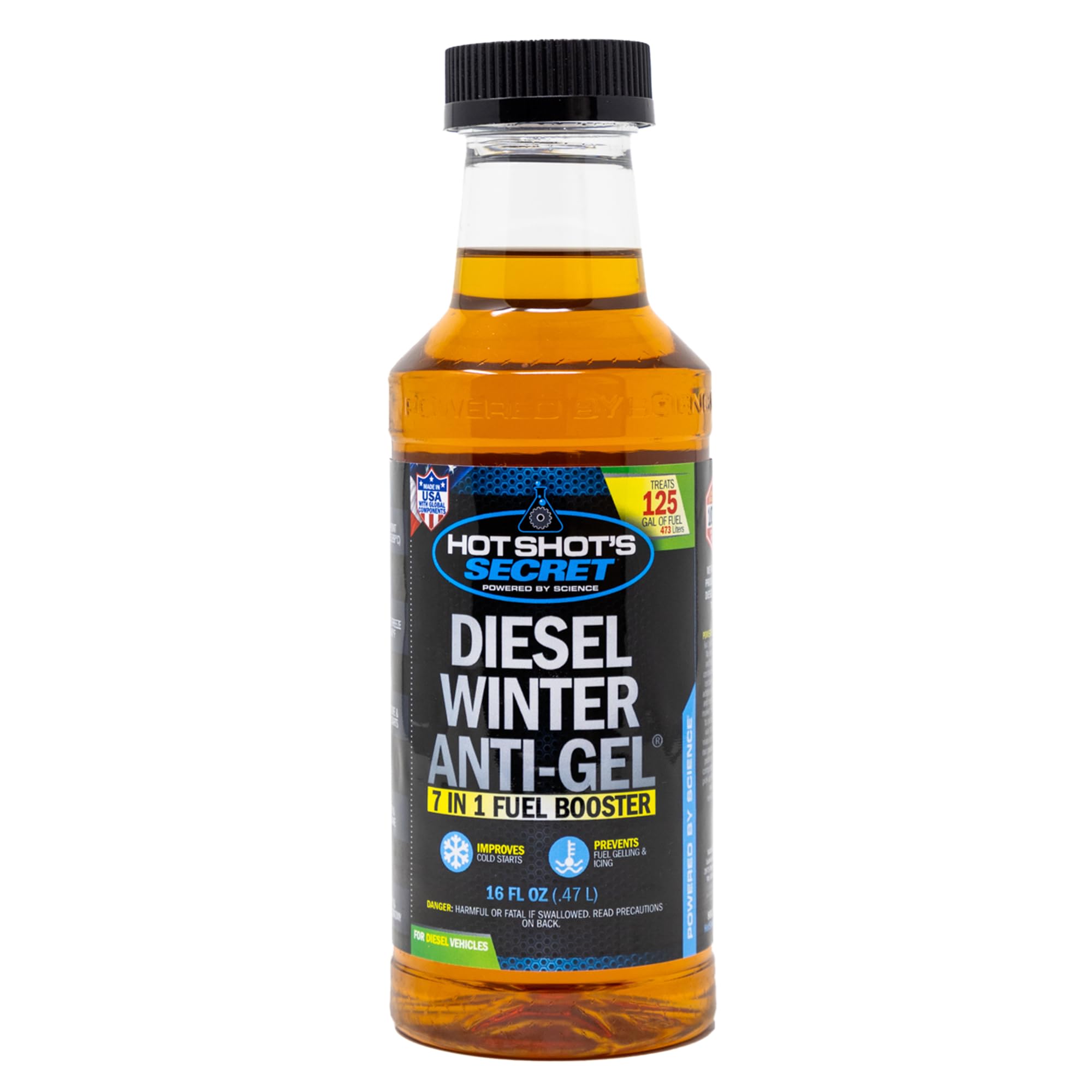 Hot Shots Secret Diesel Winter Anti-Gel 16 Ounce Round Bottle, Amber (P403316Z)