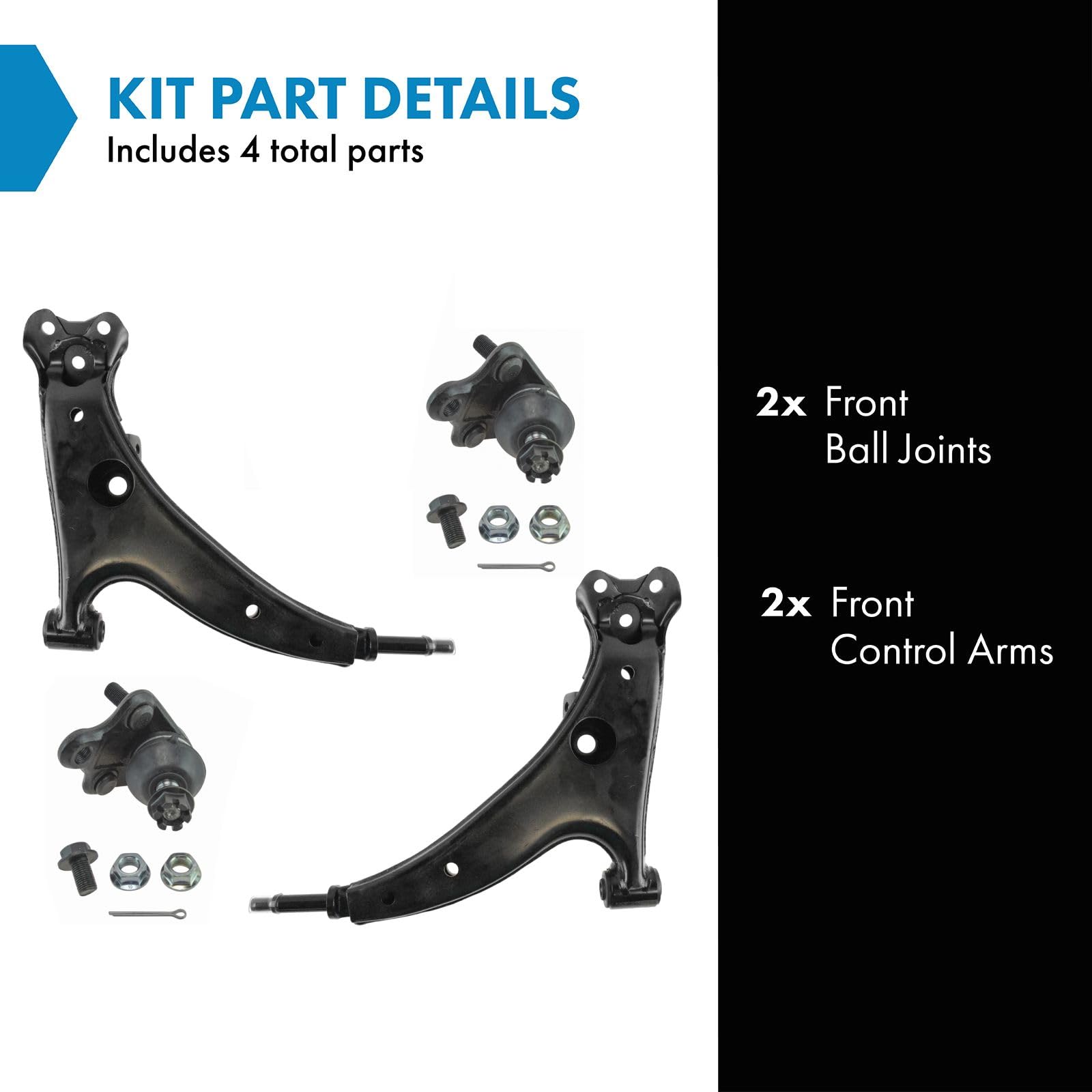 TRQ Front Lower Control Arm with Ball Joint Set Compatible with 1993-1995 Geo Prizm Toyota Corolla