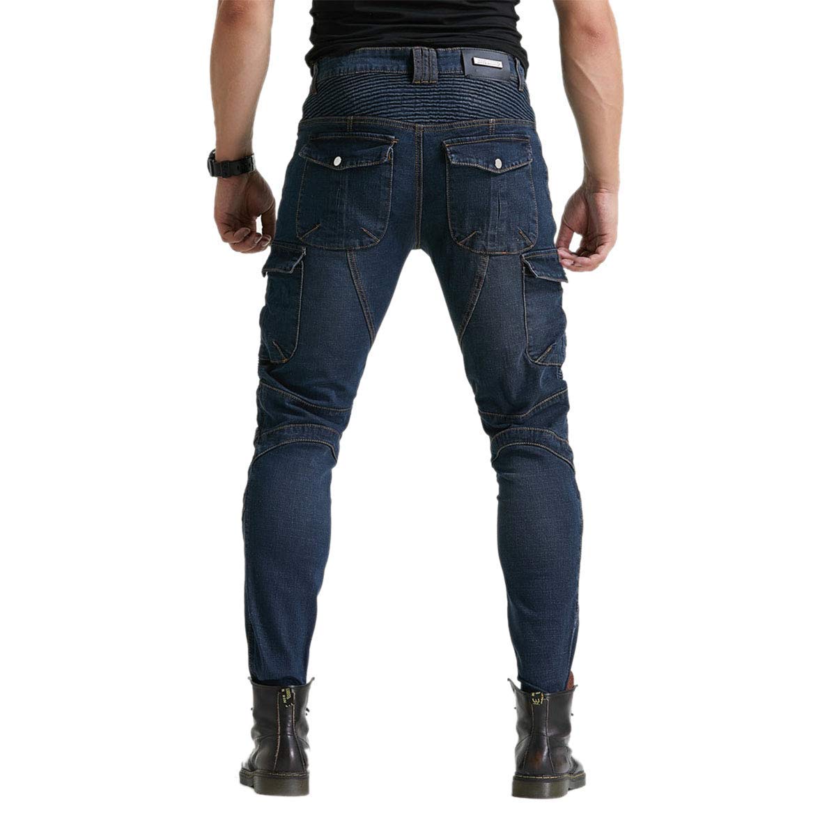 Men'S Motorcycle Riding Pants Denim Jeans Protect Pads Equipment With Knee And Hip Armor Pads Ves6 (Blue, 3Xl=38)