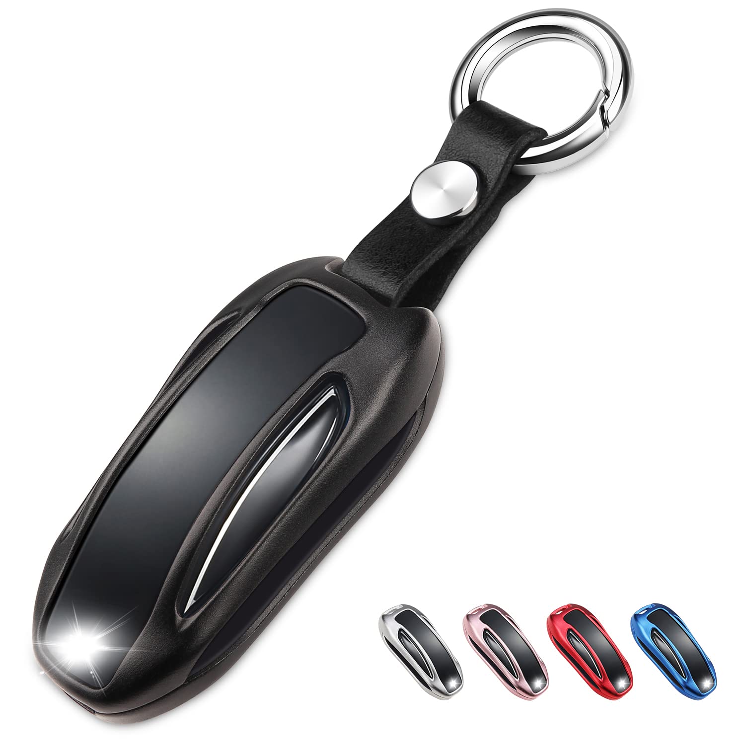 Qbuc For Tesla Key Fob Cover With Keychain Compatible With Tesla Model X Keyless Protection Case Smart Remote Accessories (Black