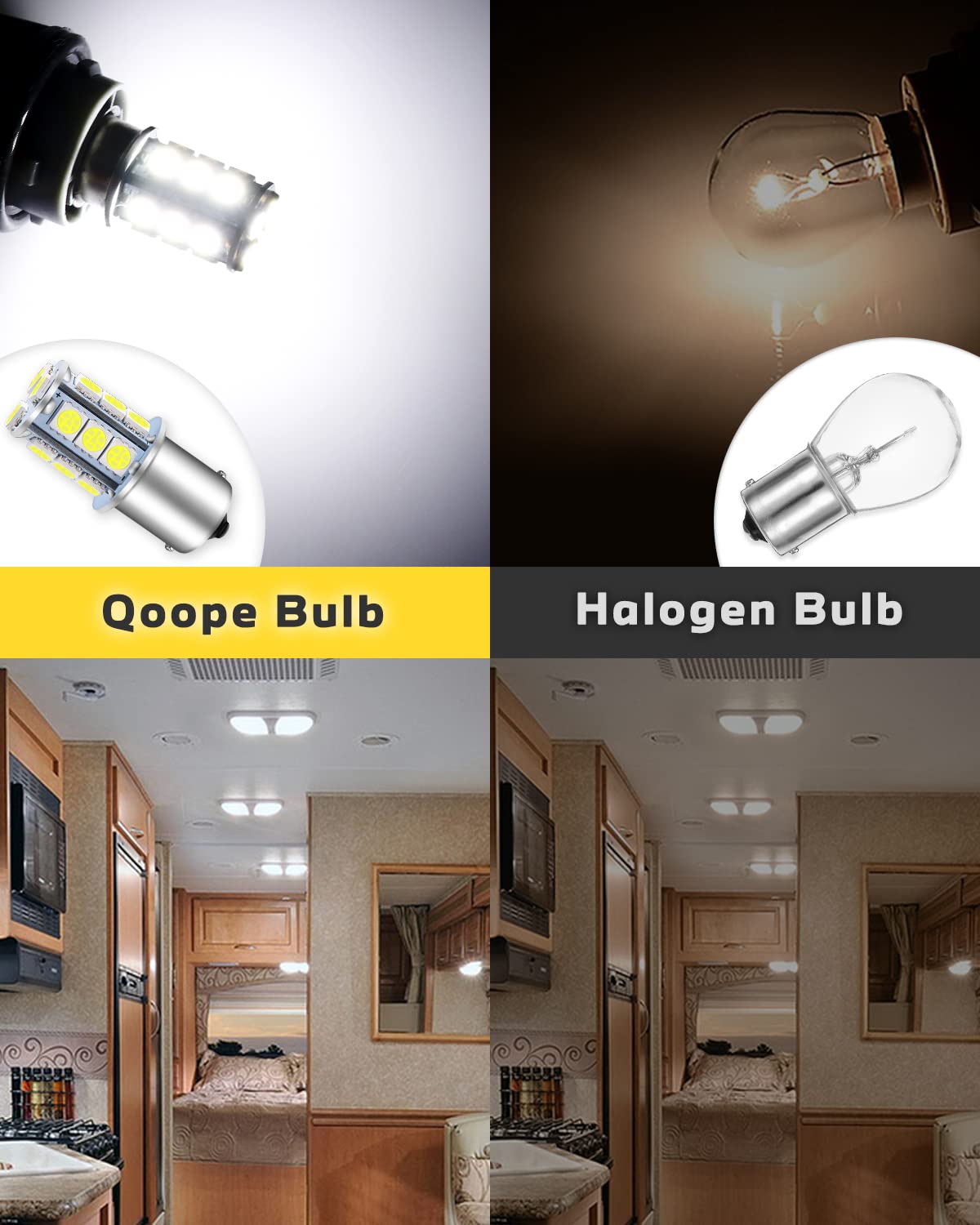 Qoope 1156 Led Bulb White 1141 Led Bulbs Rv Light Interior Bulbs 7506 1003 1073 Ba15S Led Bulb 18Smd 5050 Replacement For 12V Ca