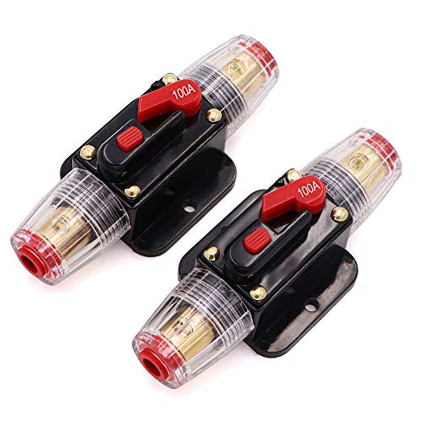 2 Pack 100 Amp Inline Circuit Breaker 12V with Manual Reset,Fuse Holder 100A for Car Audio Marine Boat Stereo Switch Inverter Re