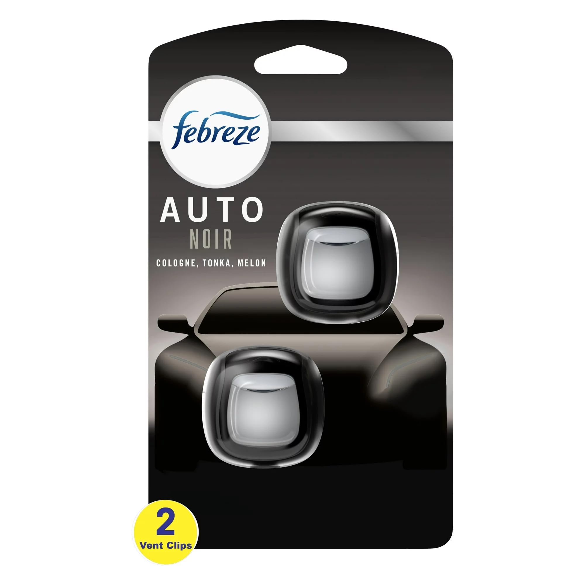 Febreze Auto Air Freshener Vent Clip Ember, 07 Oz. Car Vent Clip, Pack Of 2 (Noir)