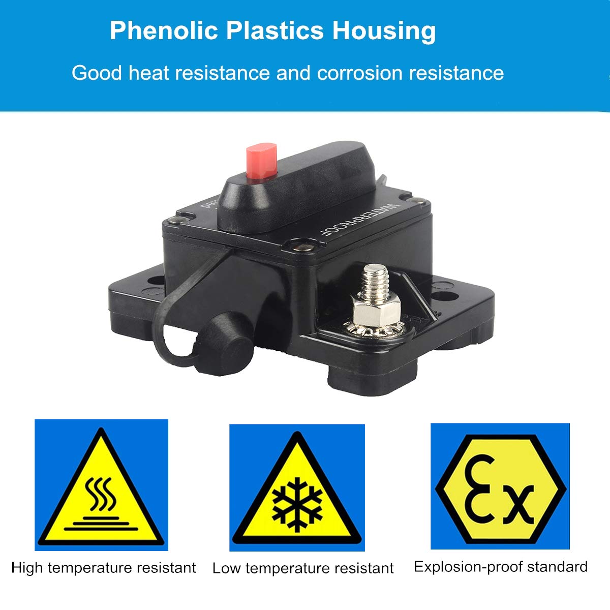 Wohhom 40 Amp Circuit Breaker With Manual Reset 12V-36V Dc Waterproof Surface Mount For Car Audio Rv Marine Boat Truck Trolling