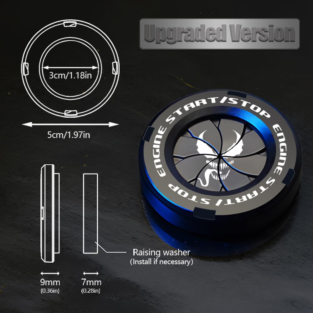 Tybasthe Push Start Button Cover - Zinc Alloy, Black Venom Design, Car Engine Start/Stop Protector, Motorcycle Key Ignition Switch Cover