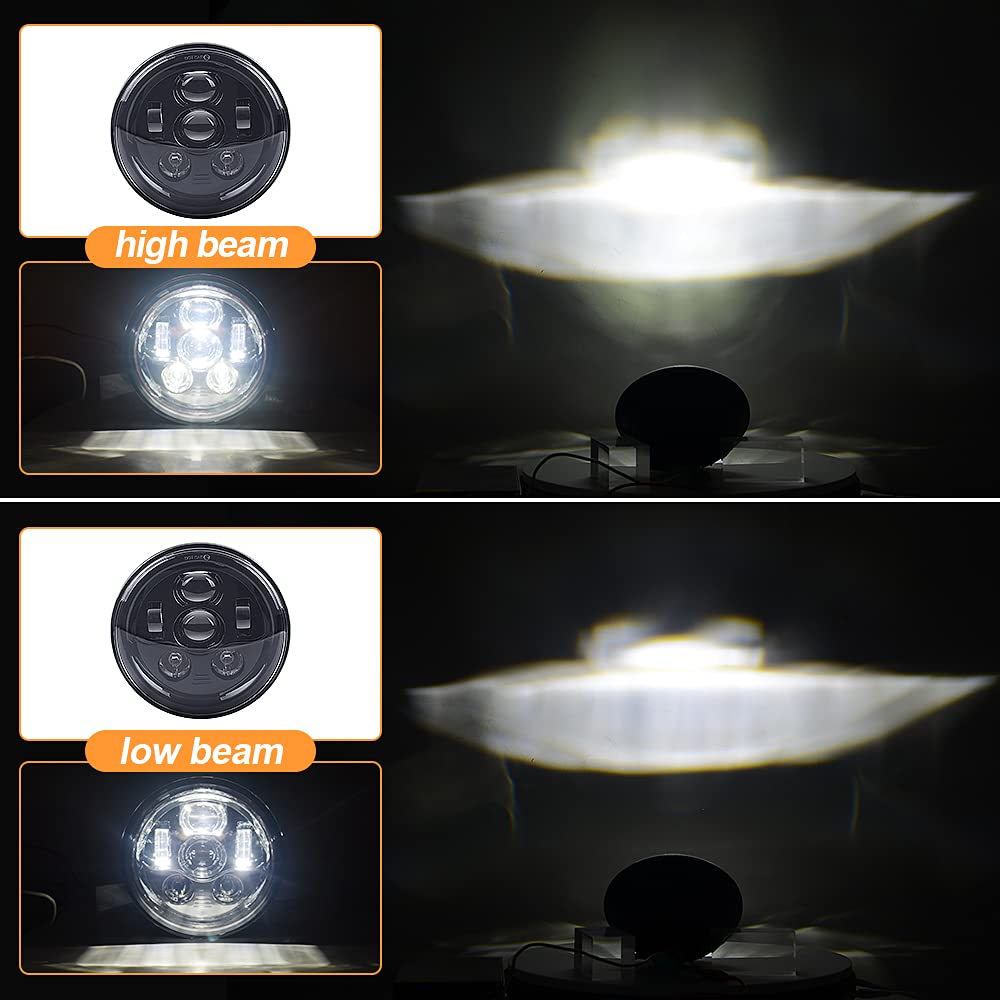 Tugwuetlwu 7 Inch Led Motorcycle Headlight Compatible With Harley Davidson Street Glide Road King Accessories Electra Glide Fat
