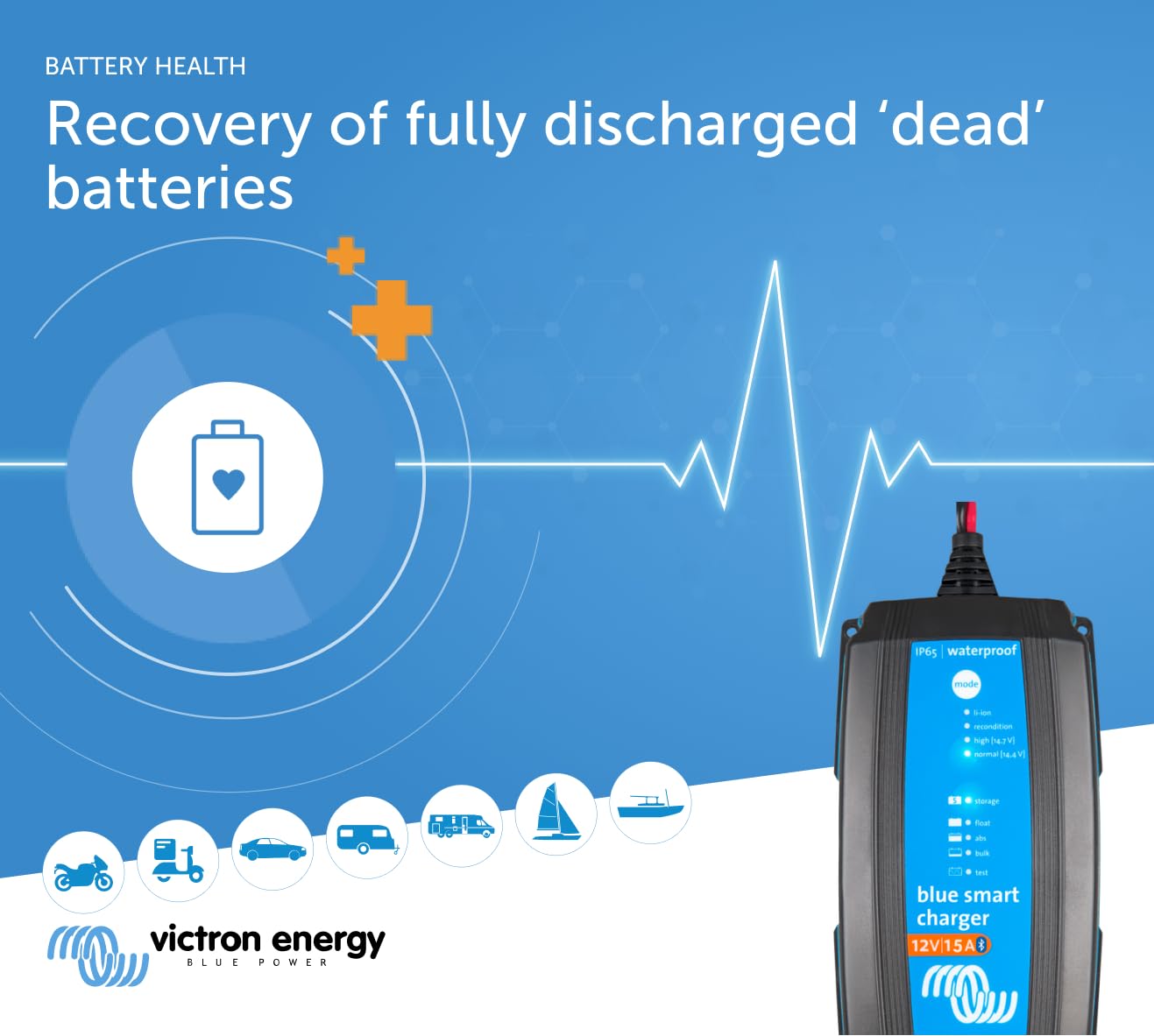 Victron Energy Blue Smart Ip65 12-Volt 15 Amp Battery Charger (Bluetooth)