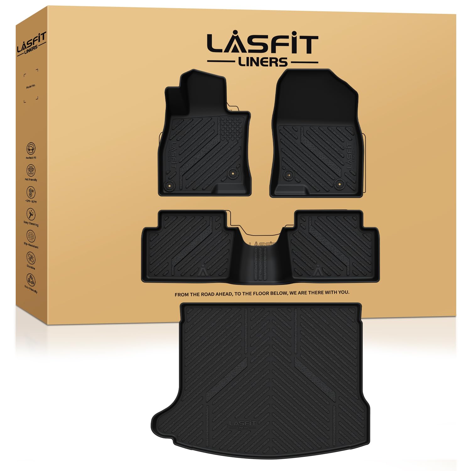 Lasfit Floor Mats & Cargo Mats Fits For Volkswagen Vw Atlas Cross Sport 2025 2024 2023 2022 2021 2020, All Weather Tpe Custom Fi