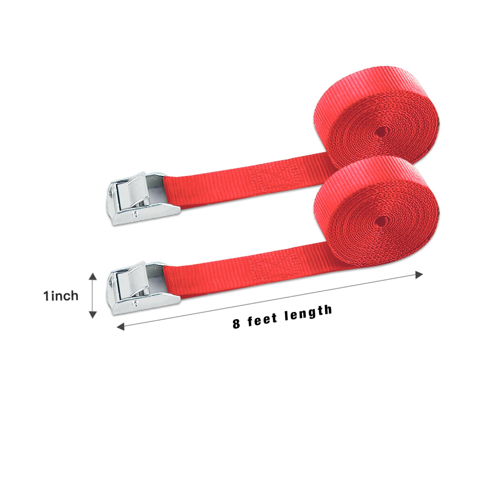 Xstrap Standard Cam Buckle Straps 6Pk 8Ft Powersports Tie-Downs 1-Inch Red Lashing Straps With Carry Bag, Ideal For Securing Car