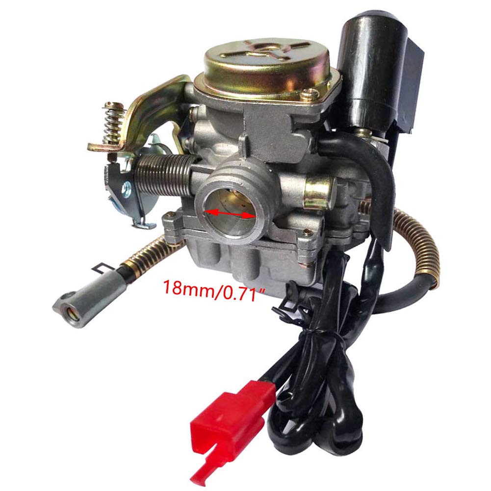 DFuerdivn GY6 50CC Carburetor with Electric Choke for 4-Stroke Scooter Moped PD18J with Intake Manifold and Air Filter Kit