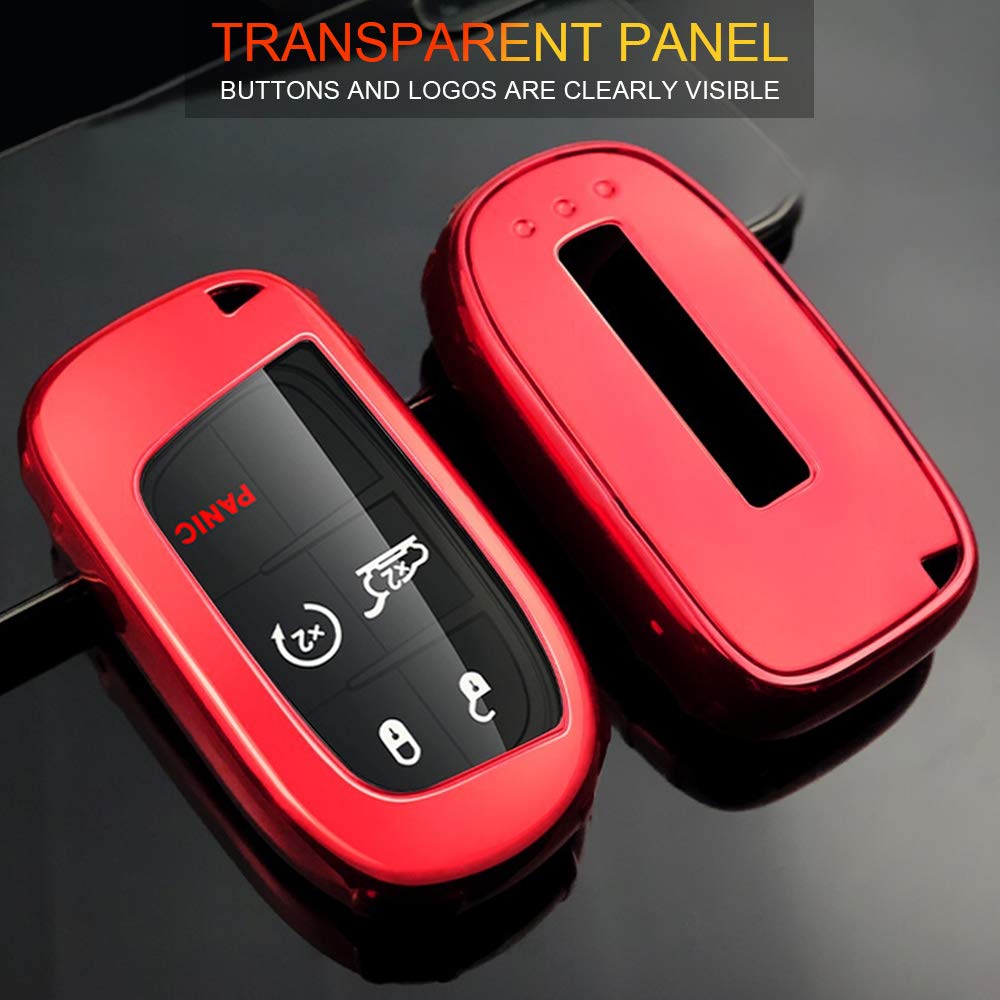 Qbuc For Jeep Key Fob Cover With Keychain Soft Tpu Key Fob Cas Dodge Durango Challenger Journey Dart Fiat Smart Key 200/300 Dodg