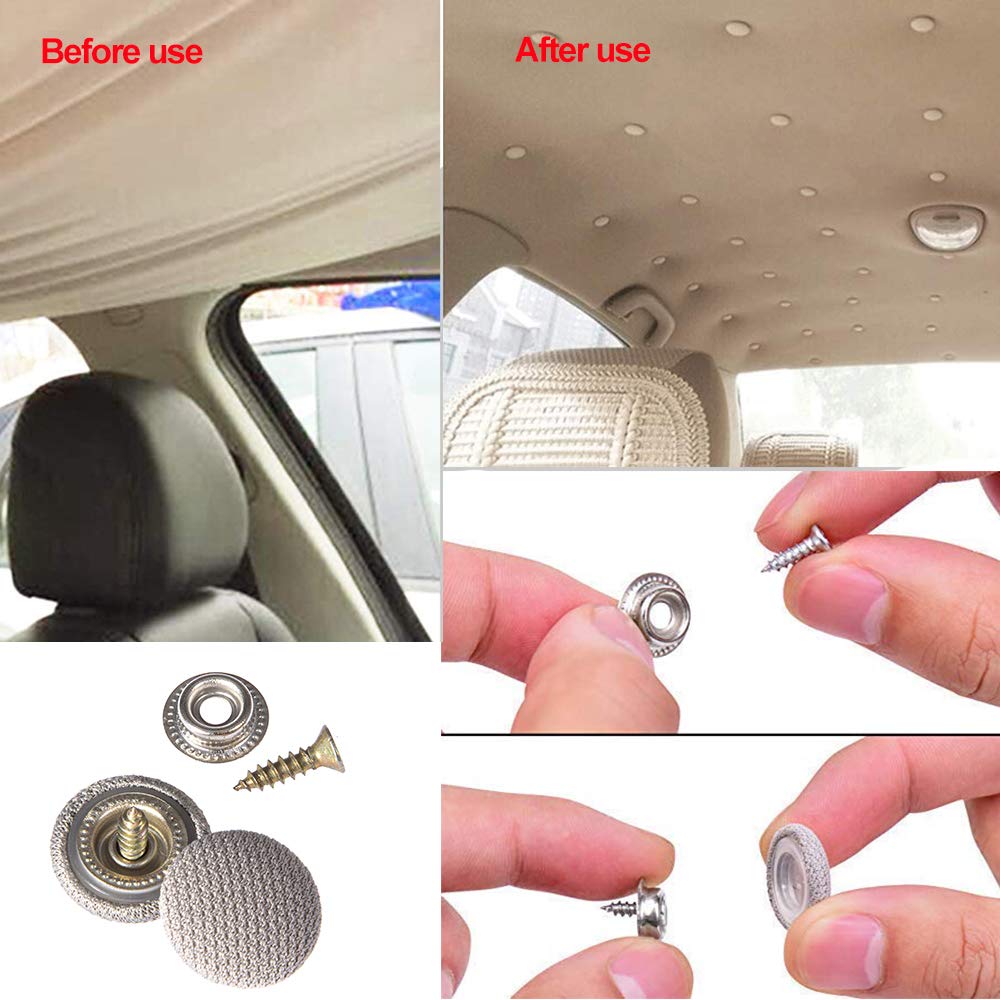 RICWINA 60 pcs Automotive Car Roof Headliner Repair Button, Universal Auto Roof Snap Rivets Retainer Design for Car Roof Flannel