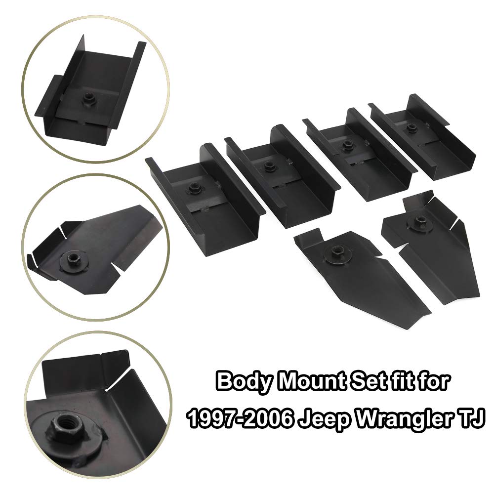 NIXFACE Full Tub Body Mount Repair Kit for Jeep Wrangler TJ 1997-2006 - Front, Rear, Middle Replacement Parts