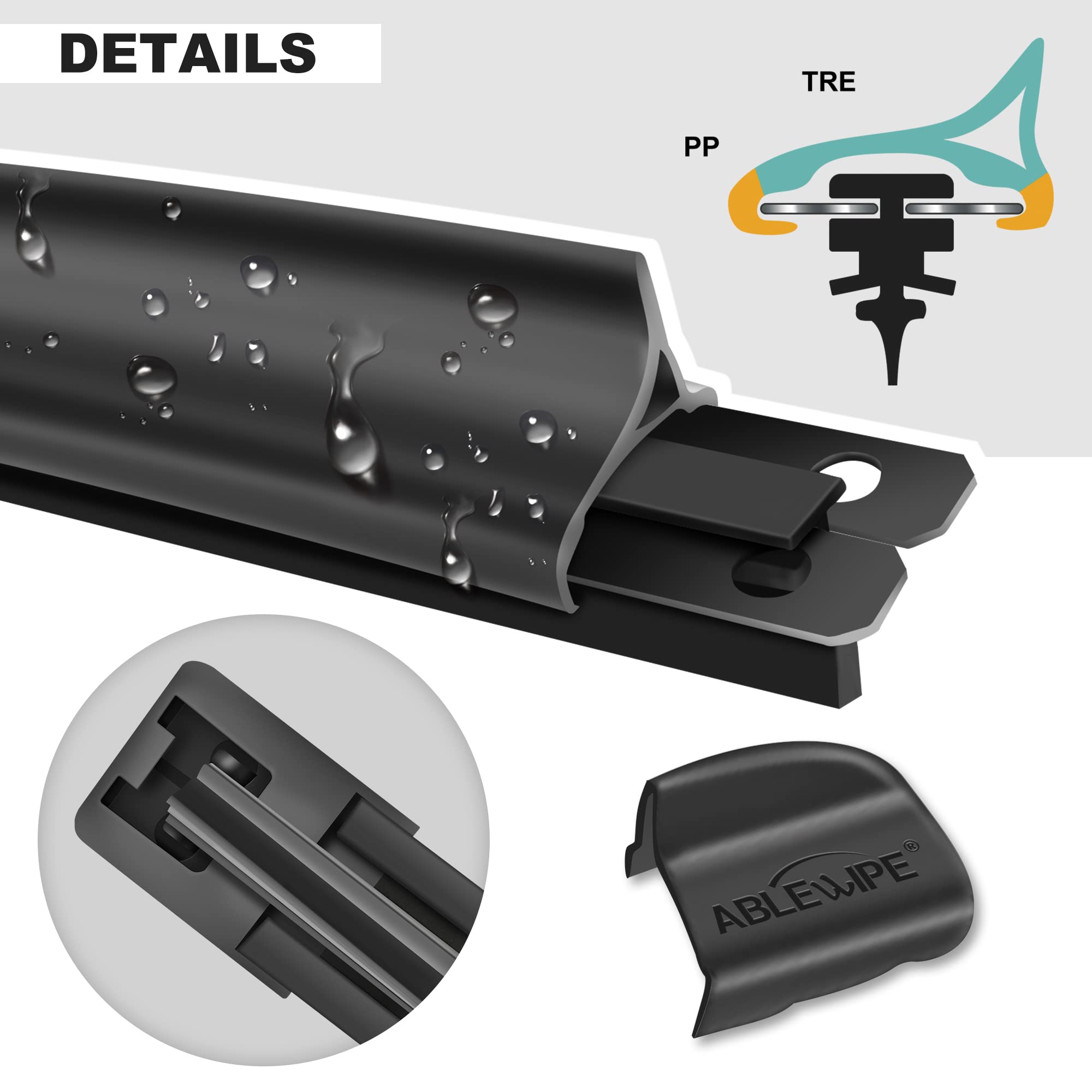 Ablewipe Windshield Wiper Baldes, 28 + 21 Front Window Wiper Blades Model: 18O13B (Set Of 2)