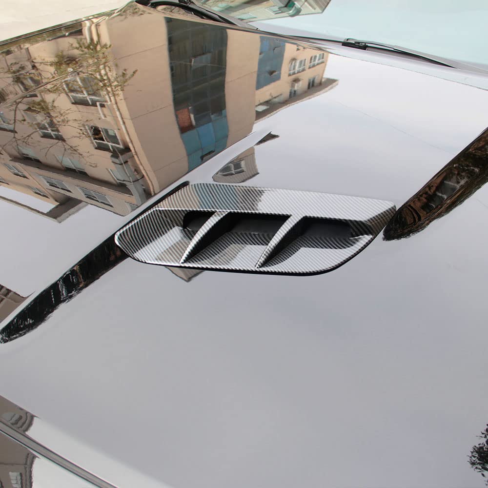 Korlot Engine Hood Air Outlet Vent Trim for Dodge Challenger SXT 2015-2023, Carbon Fiber Pattern, ABS Material