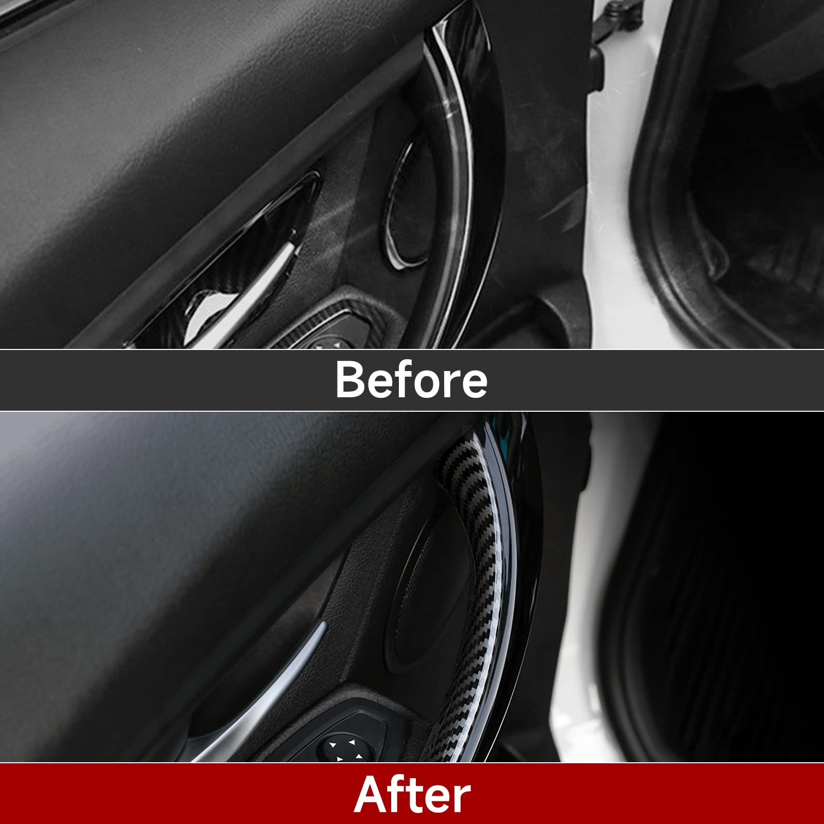Hengyueshang Car Door Pull Handles Cover Carbon Style Abs Trim Decoration Fits For Bmw 3 4 Series F30 F31 F34 3Gt F32 F33 F36 Interior Accessories