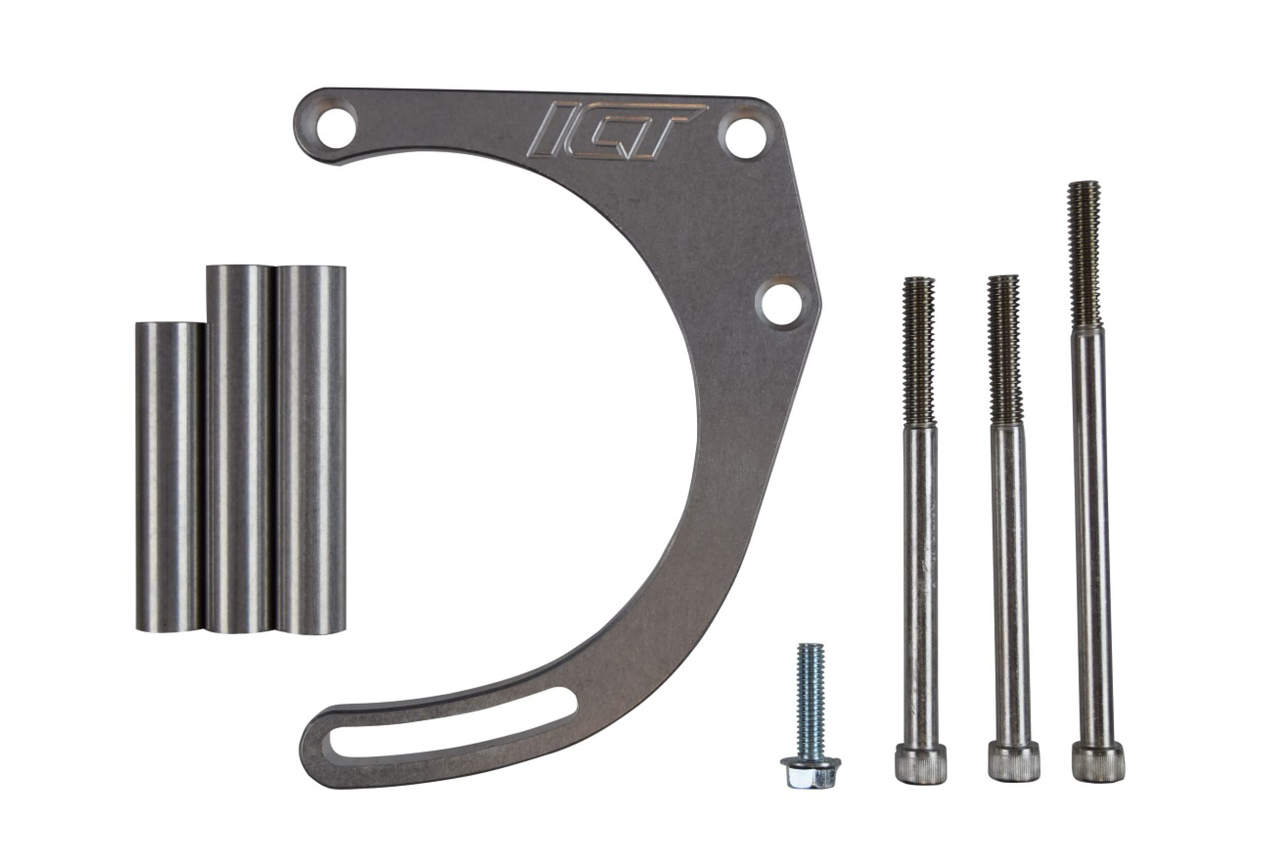 ICT Billet SBC Alternator & Power Steering Pump Bracket Kit - Aluminum, Natural Finish for Electric Water Pump 551324